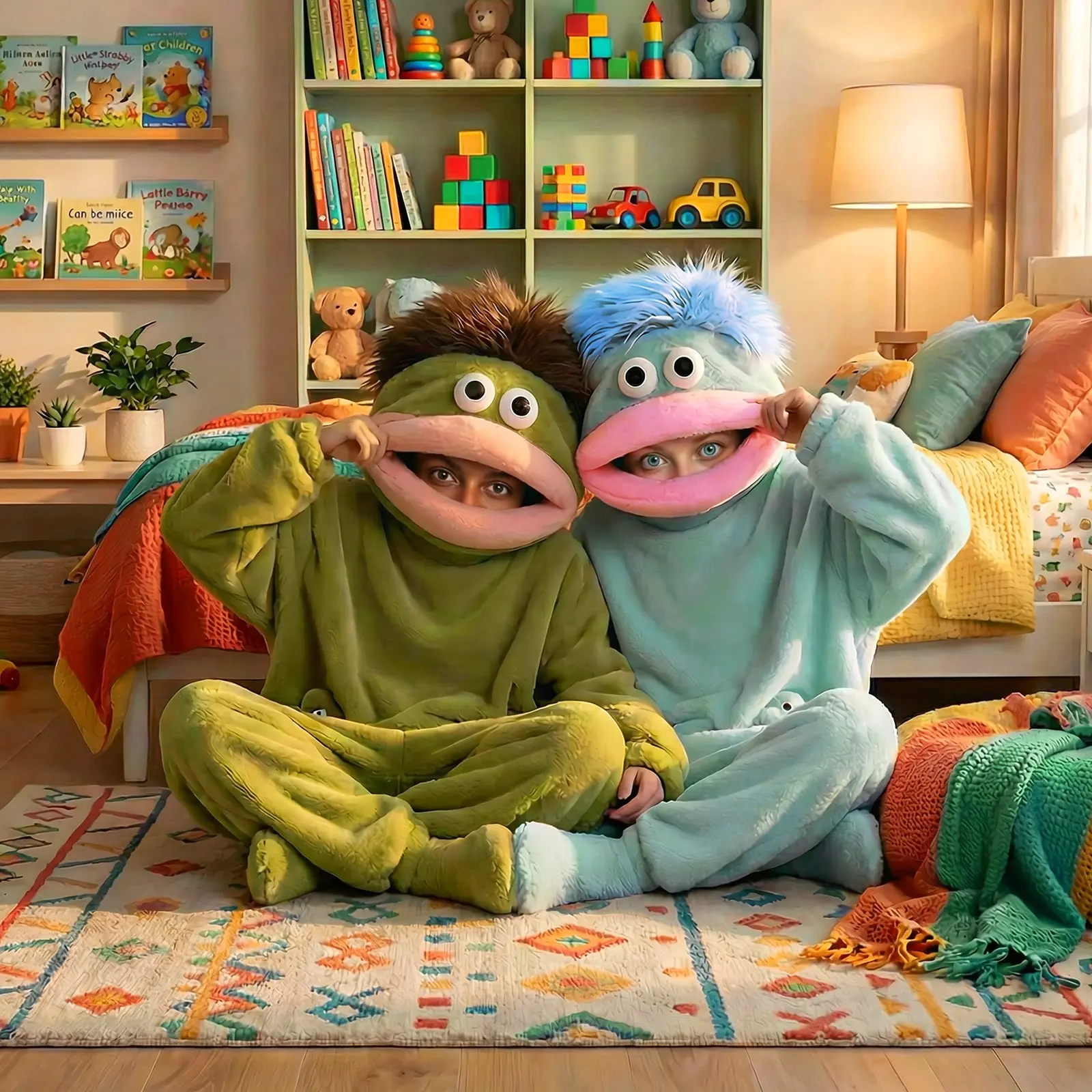 Funny Onesie Set, Comfortable Loose Hooded Flannel Pajamas