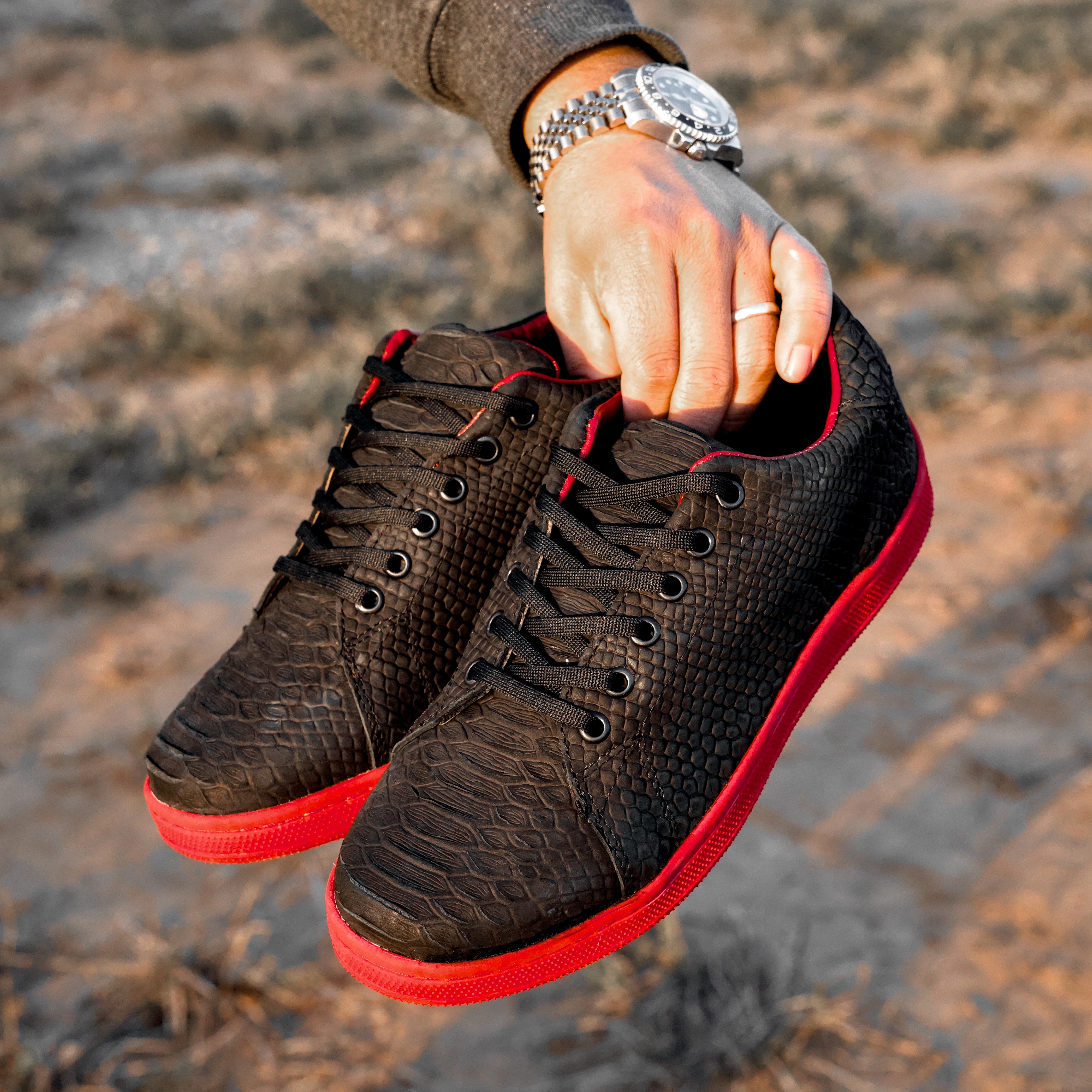 Matte Black Python Leather Shoes