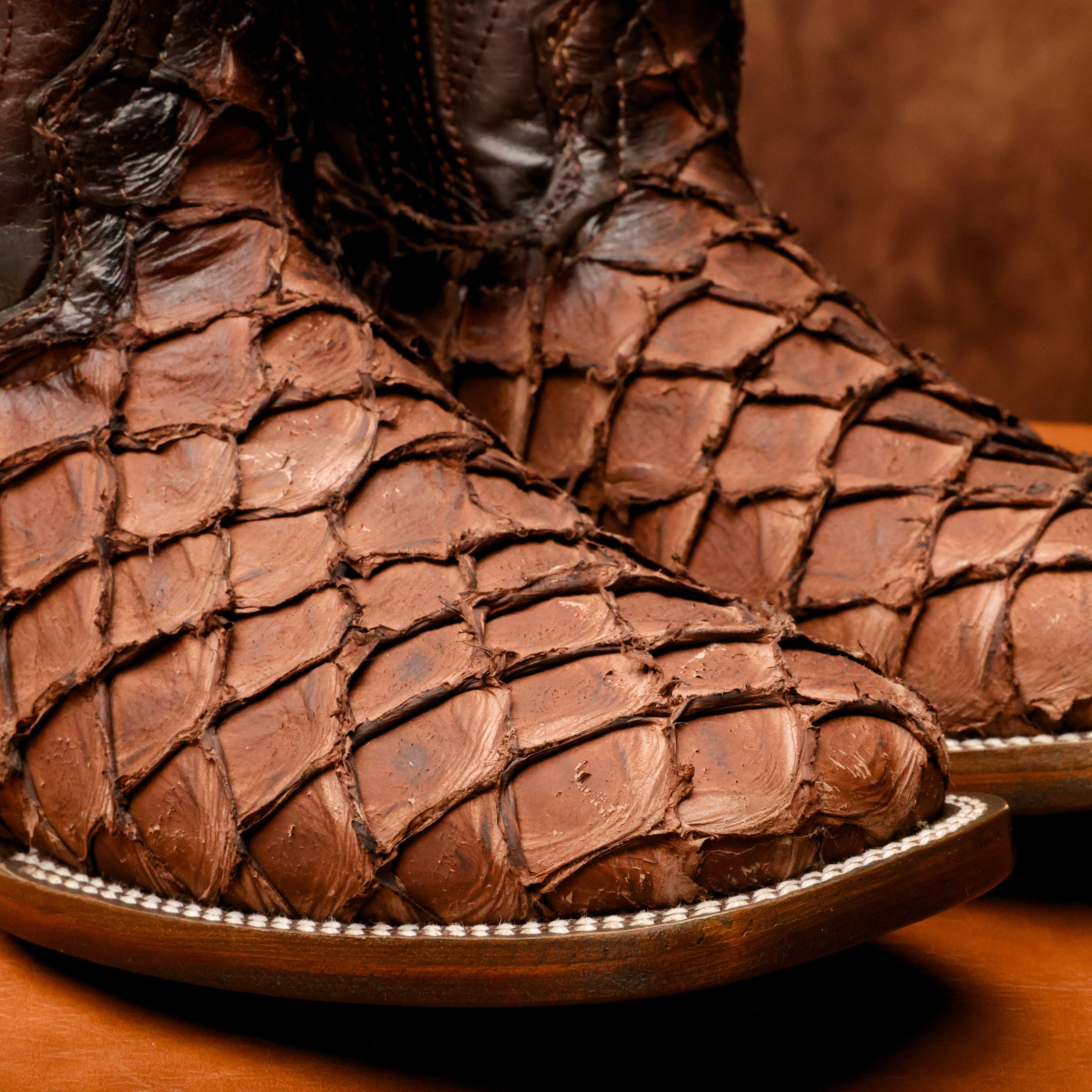 AUTHENTIC Brown Pirarucu Boots - Square Toe