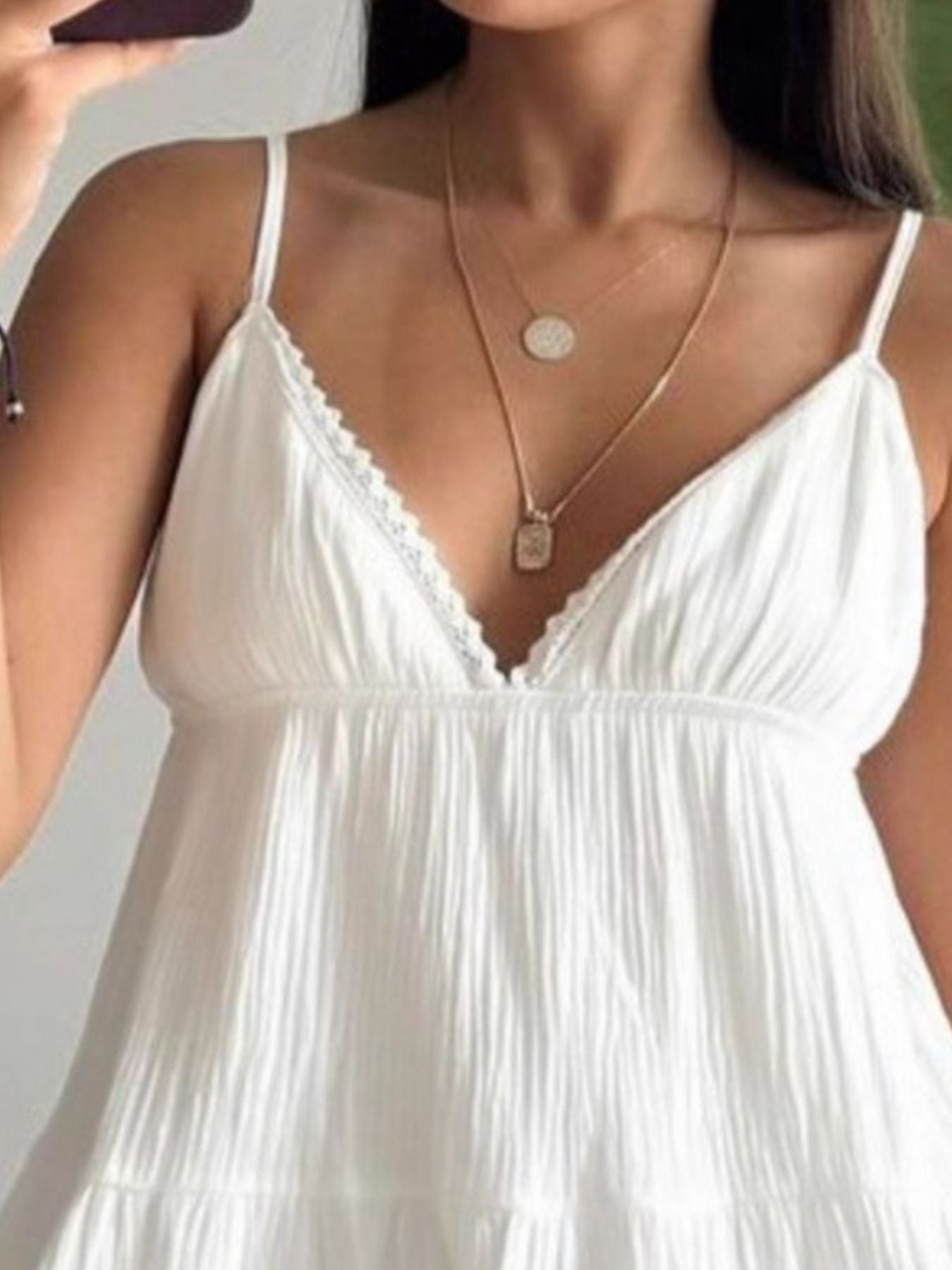 V-Neck Tiered Mini Dress