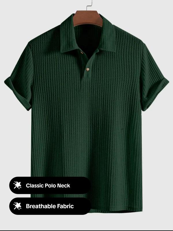 Men’s Summer Jacquard Knit Polo Shirt — Casual Short Sleeve Top