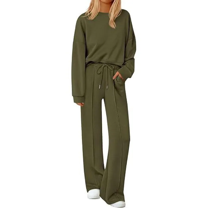 🔥Women's Long-Sleeved Sweatshirt and Wide-Leg Pants Set🔥