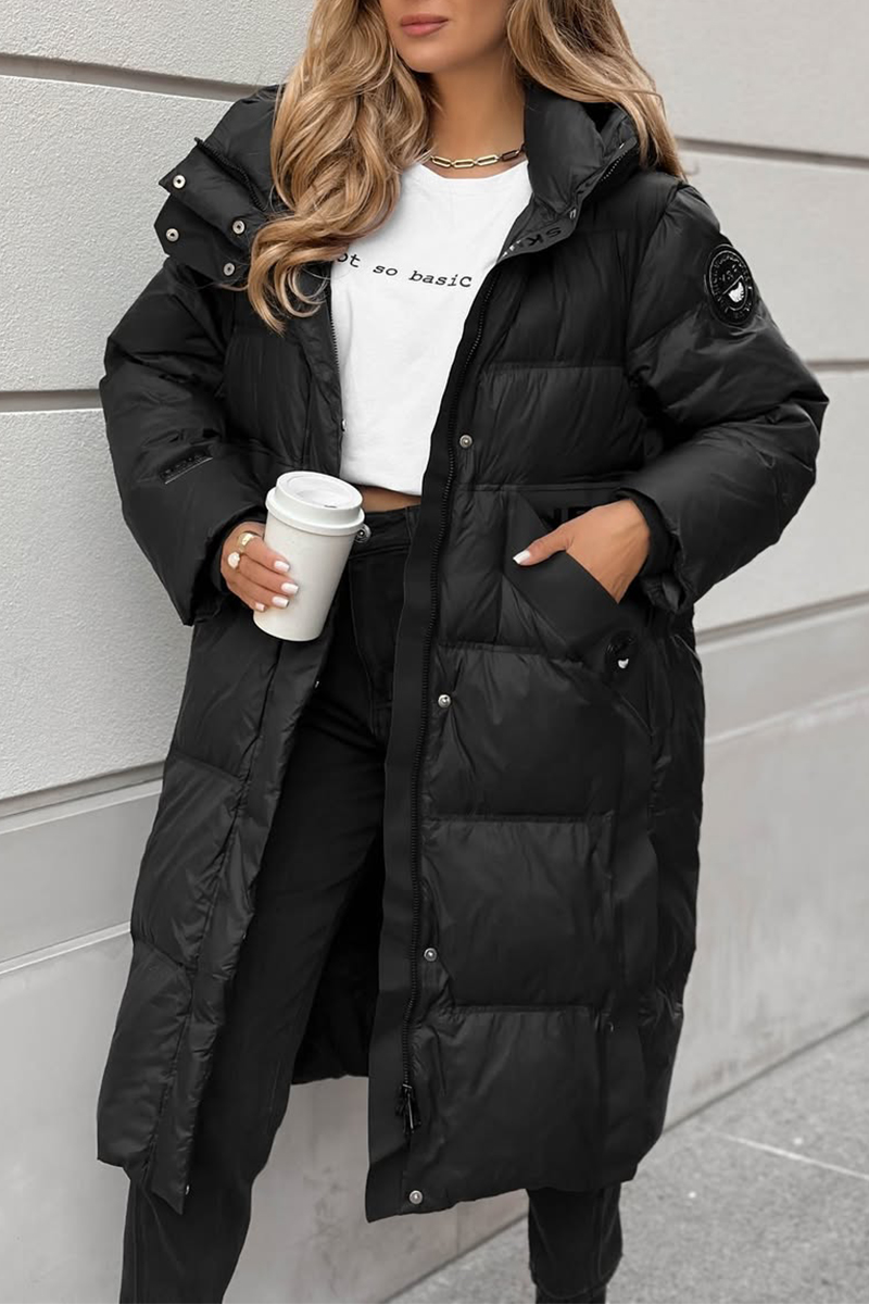 Women Hooded Casual Long Cotton Coat