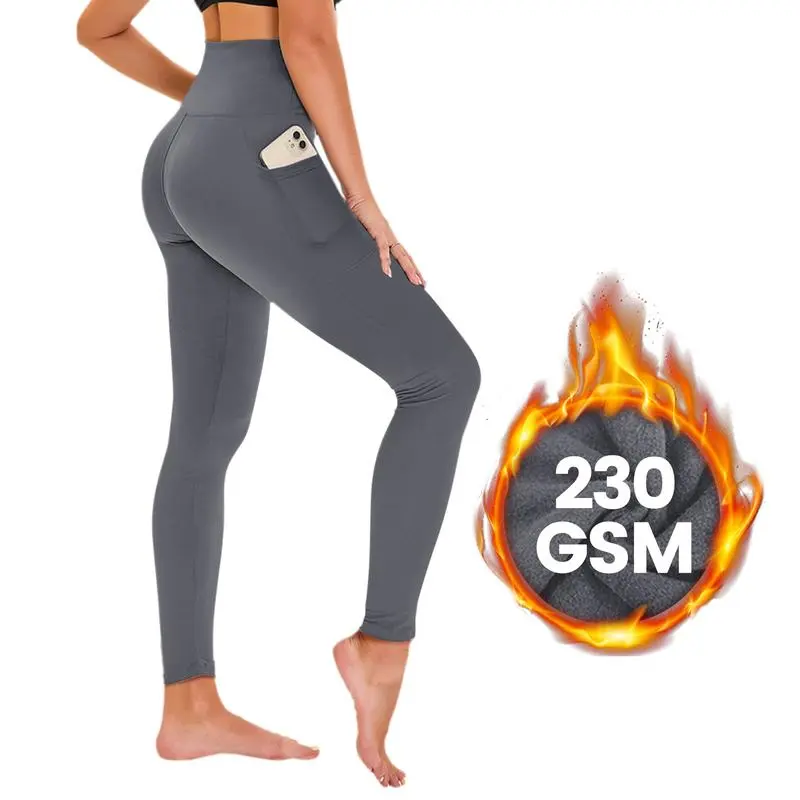 Women's High Waisted Fleece Lined Leggings with Pockets