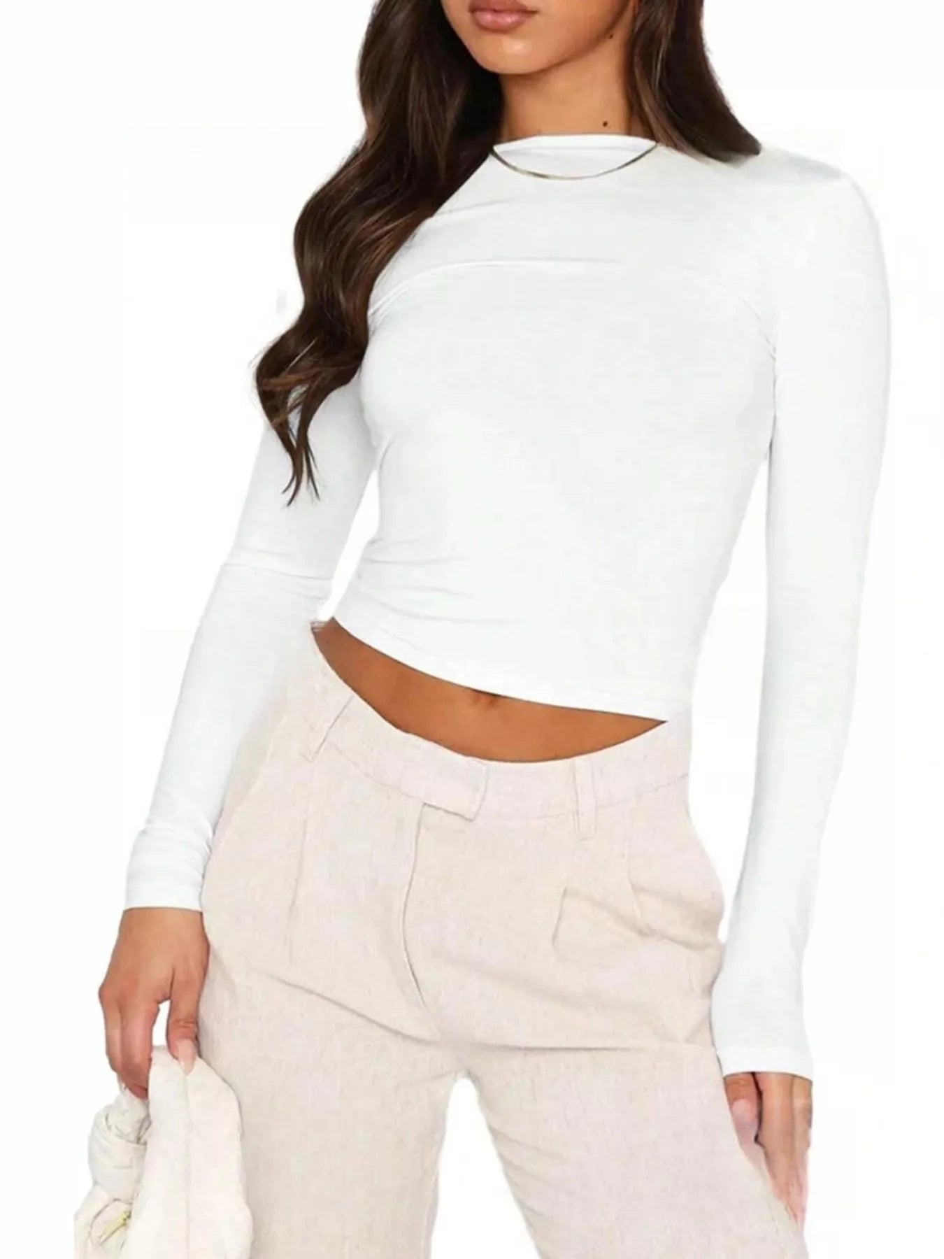 Backless Long Sleeve Slim Fit T-Shirt