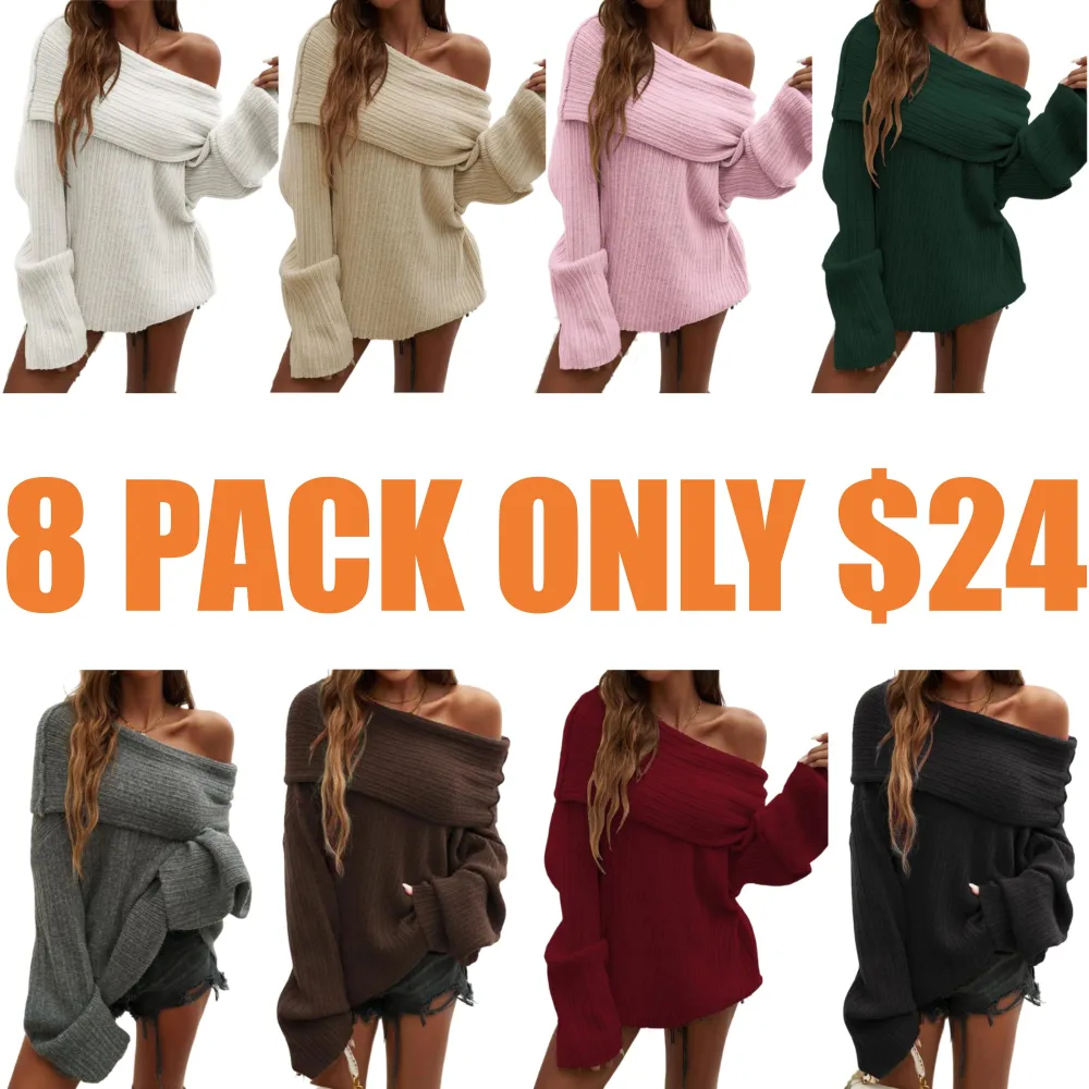 Women's Solid Off Shoulder Drop Shoulder Sweater