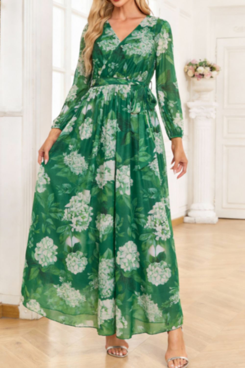 Floral Print Long Sleeve Maxi Dress