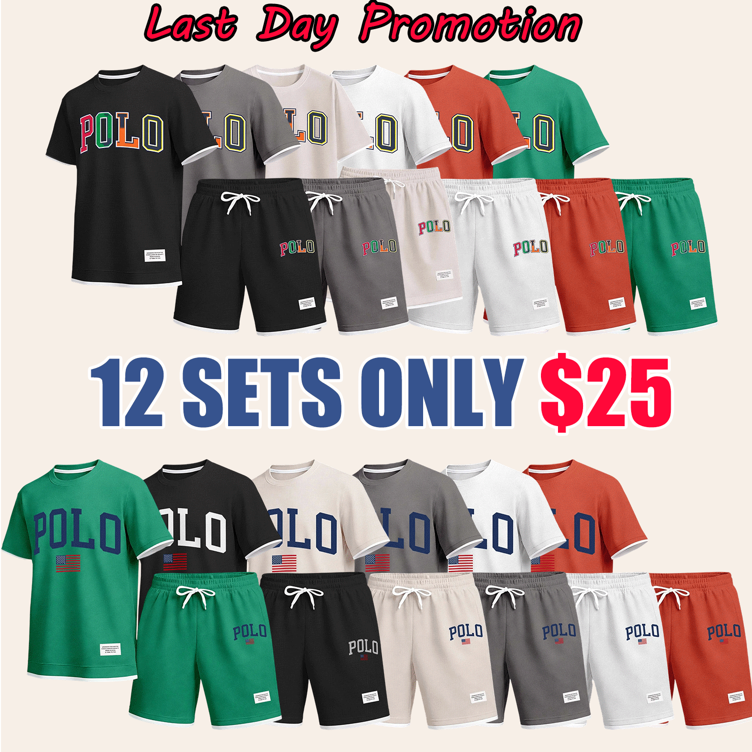 Men’s Printed Polo Shirt & Drawstring Shorts Set – Casual Summer 2-Piece Outfit