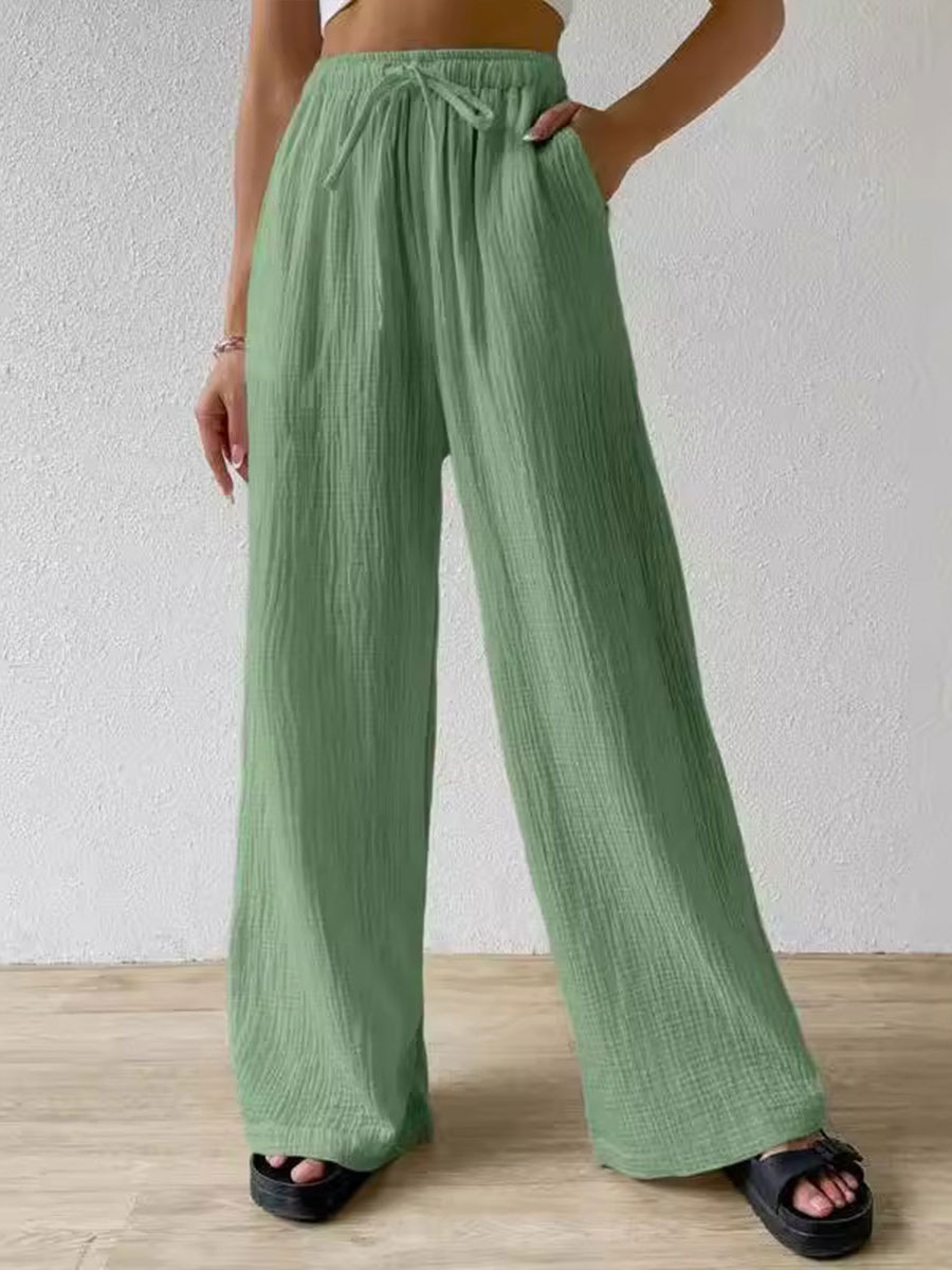 Women's Solid Color  Loose Casual Wide Leg Pants