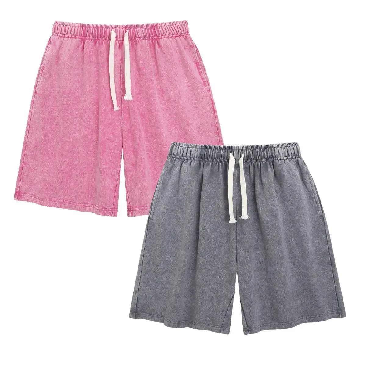 Unisex Acid Washed Vintage Shorts