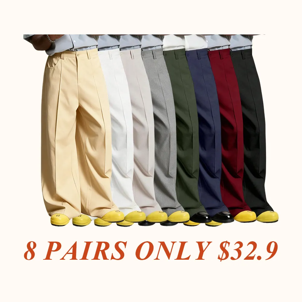 Casual Wide Leg Pants, Versatile Striped Loose Fit Straight Leg Trousers