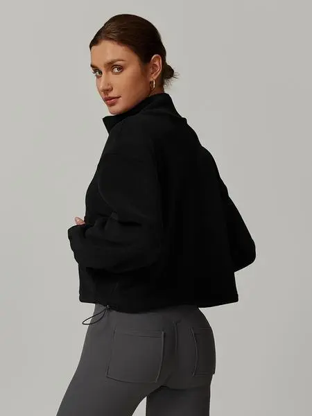 Women's Sporty Hooded Sweatshirt with Drawstring and Pocket