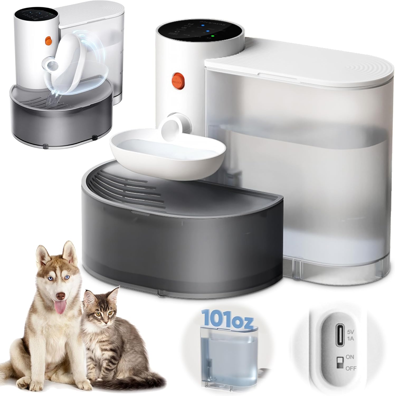 Large Capacity Wireless Smart Pet Water Fountain Filterless
