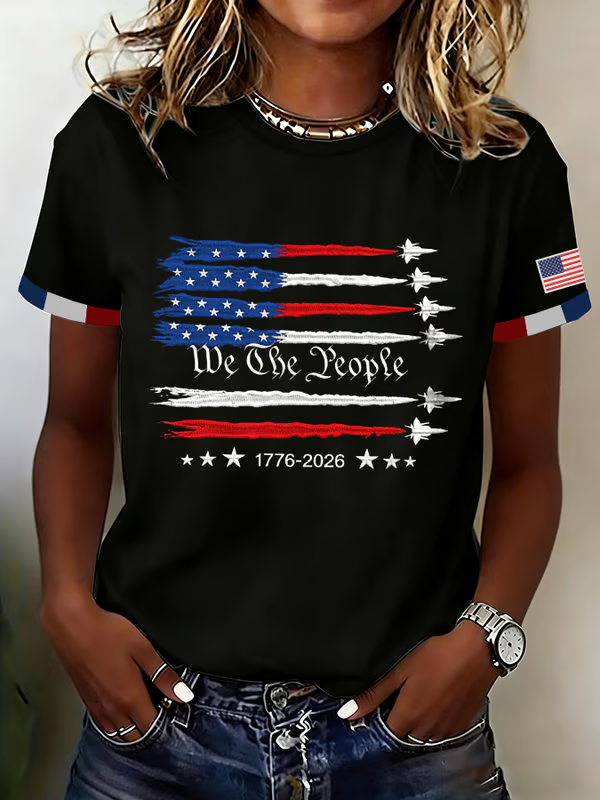We The People 1776-2026 Patriot Fighter Jet Anniversary Tee