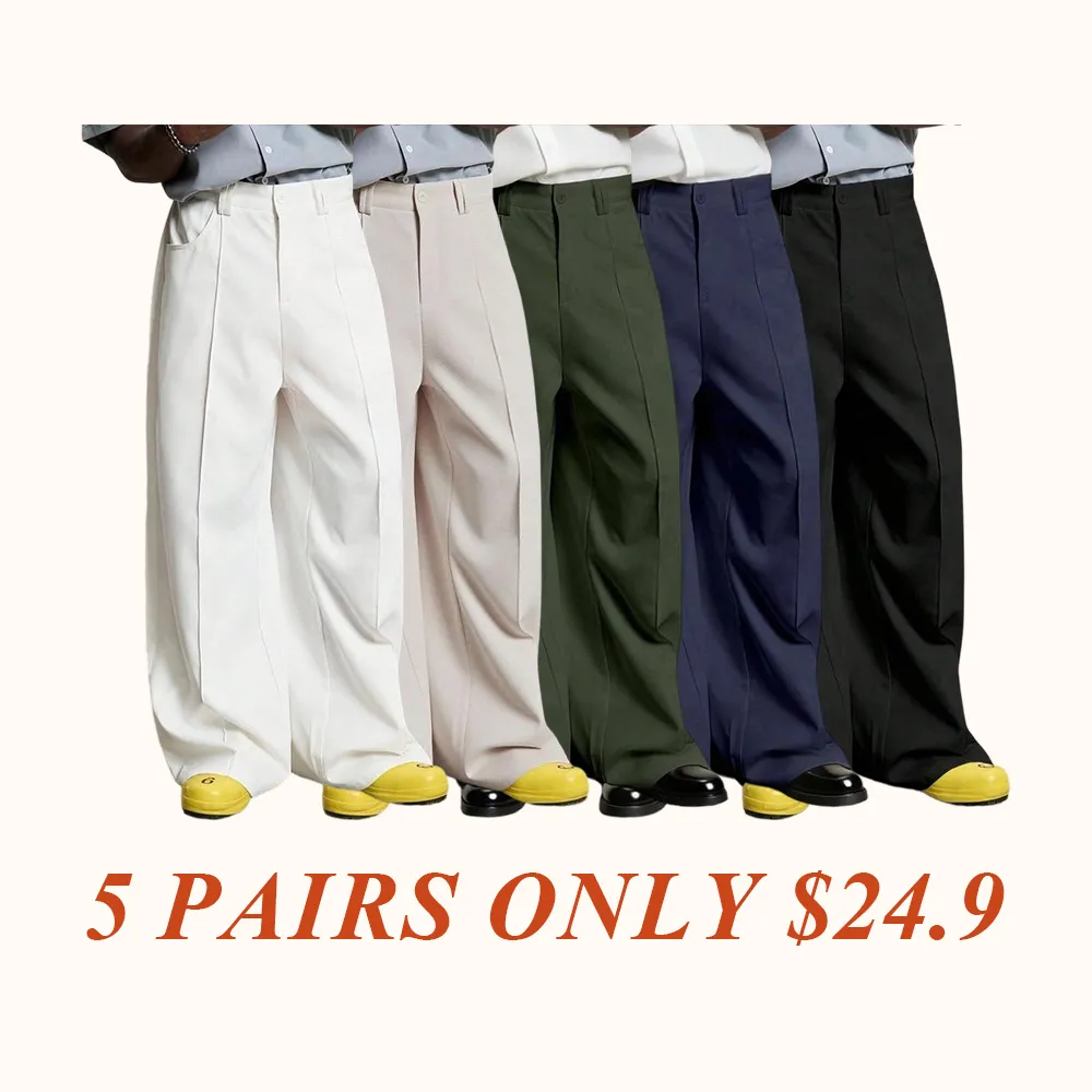 Casual Wide Leg Pants, Versatile Striped Loose Fit Straight Leg Trousers