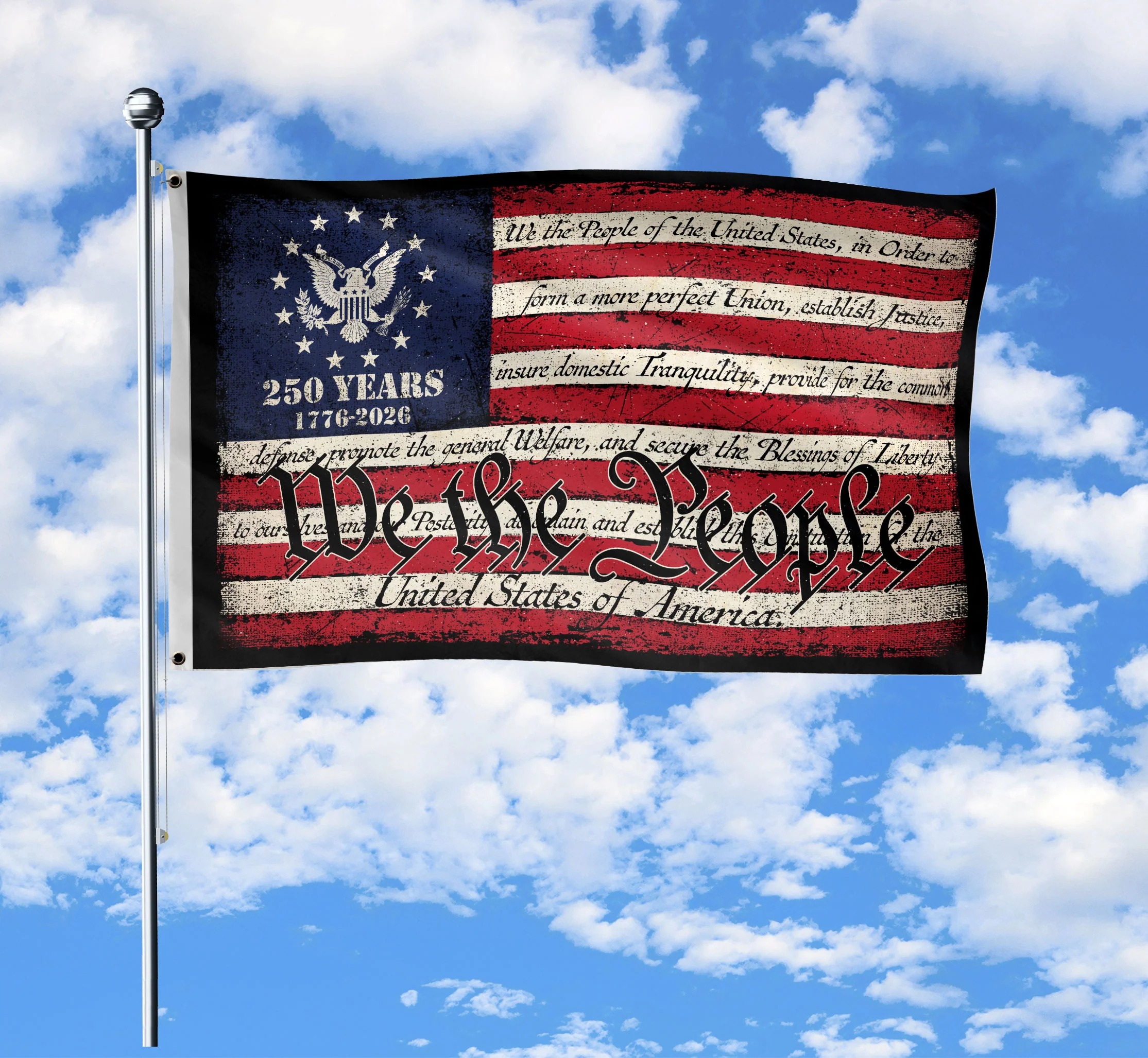 We The People Double-Sided House Flag – 250 Years of Freedom Patriotic