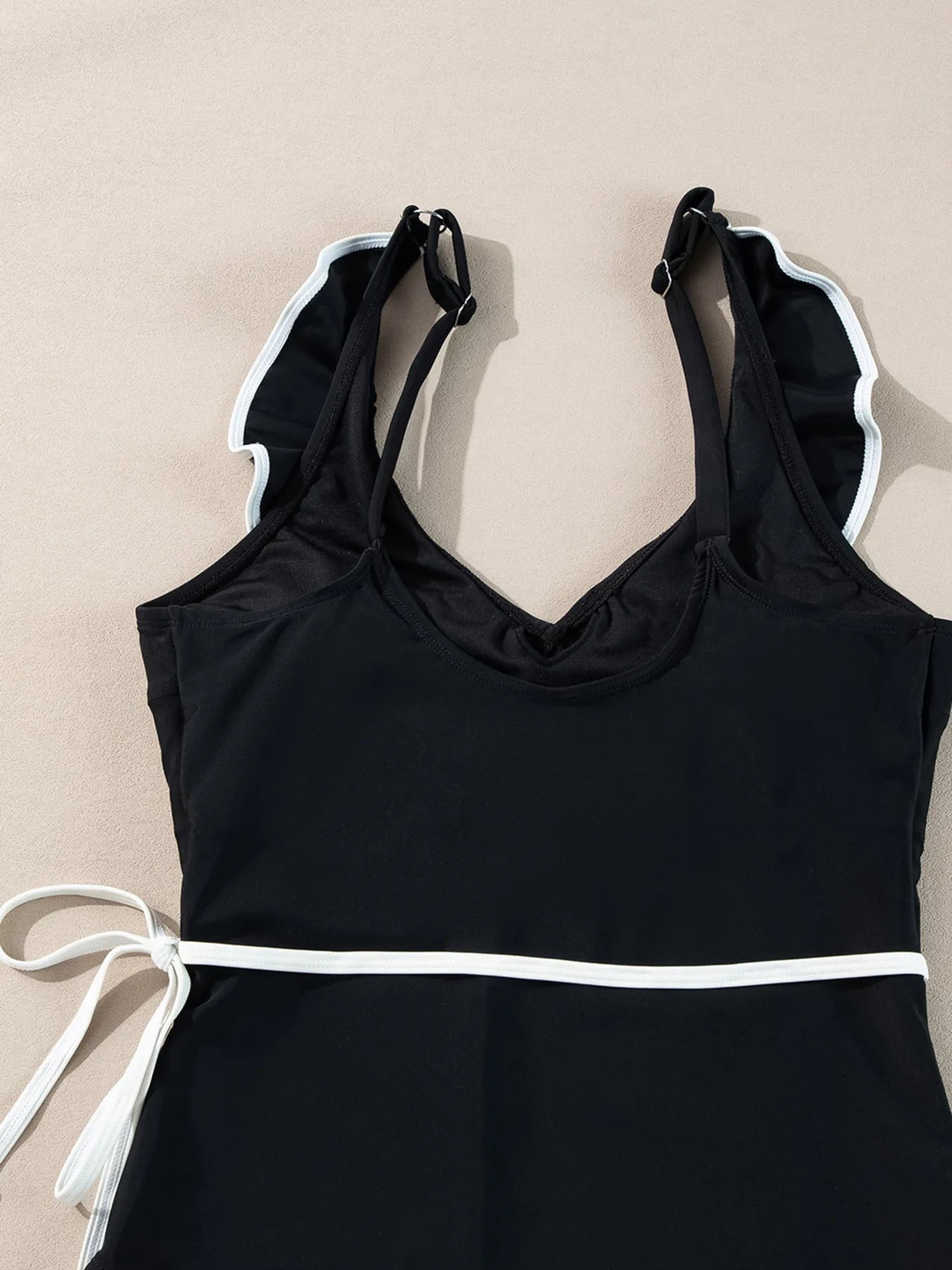 Ruffle Trim V-Neck One-Piece Swimsuit