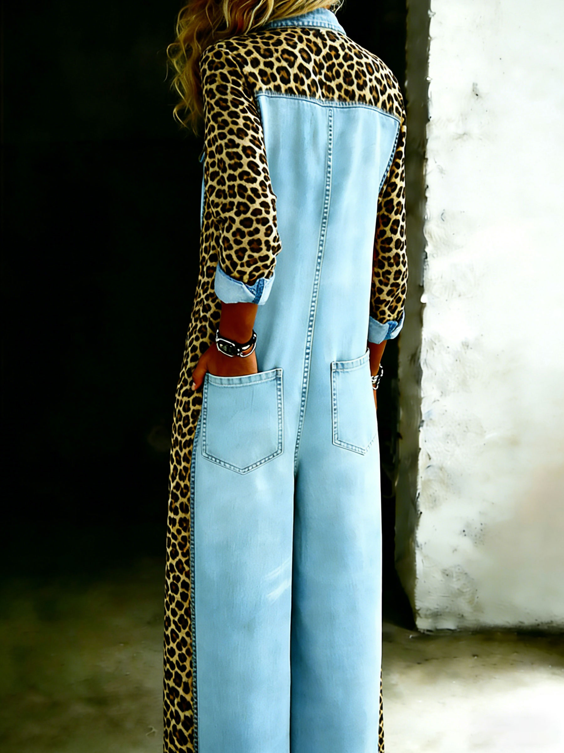 Women’s Cotton One Piece Shirt Denim Jumpsuit