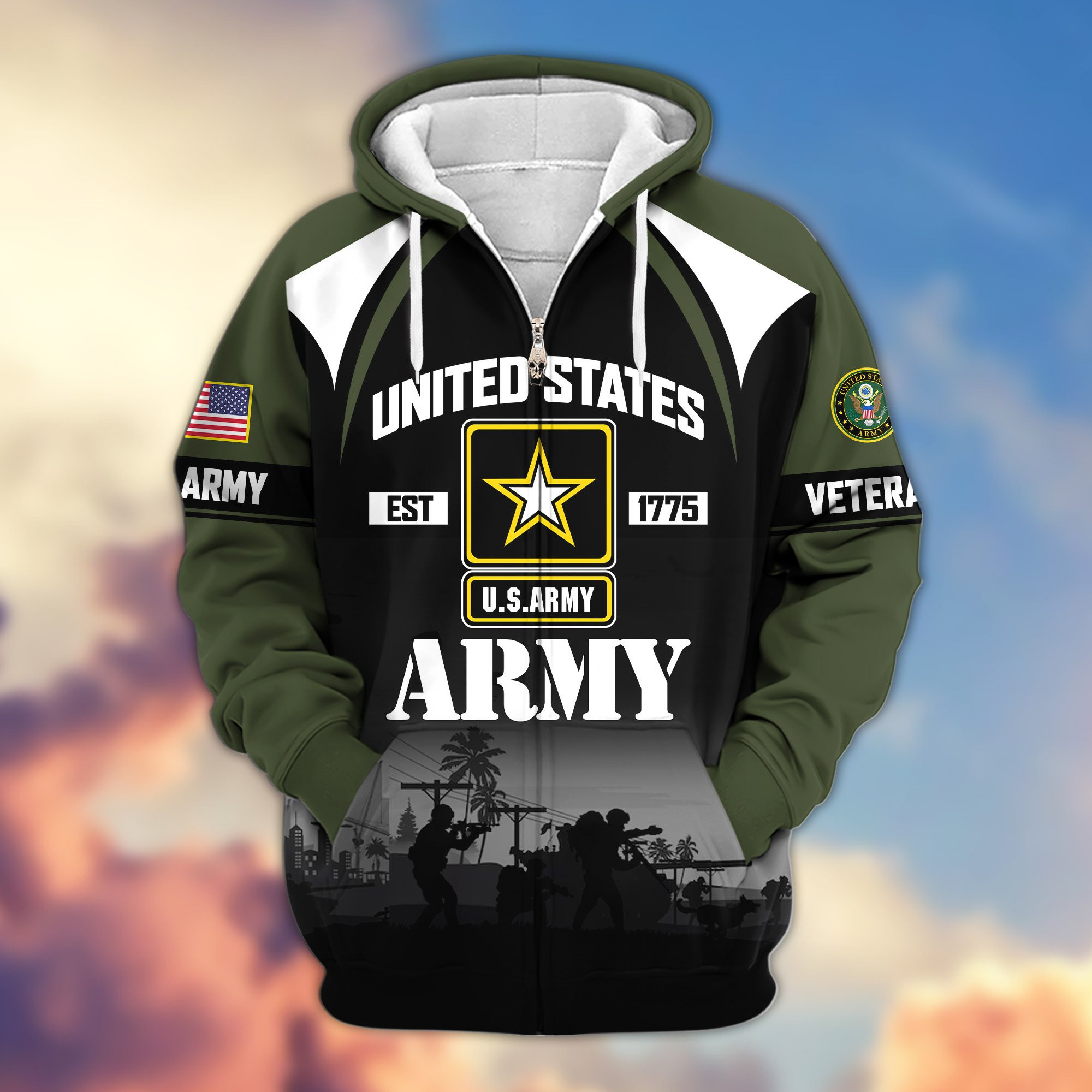 Premium US Veterans Zip Hoodie