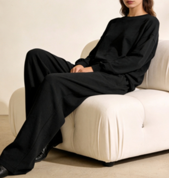 Relaxed Soft Pull-On Pants Black