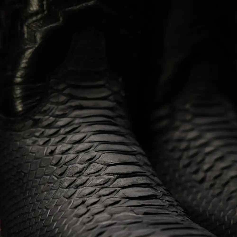 Matte Black Python Leather Boots With 3D Lightweight Sole