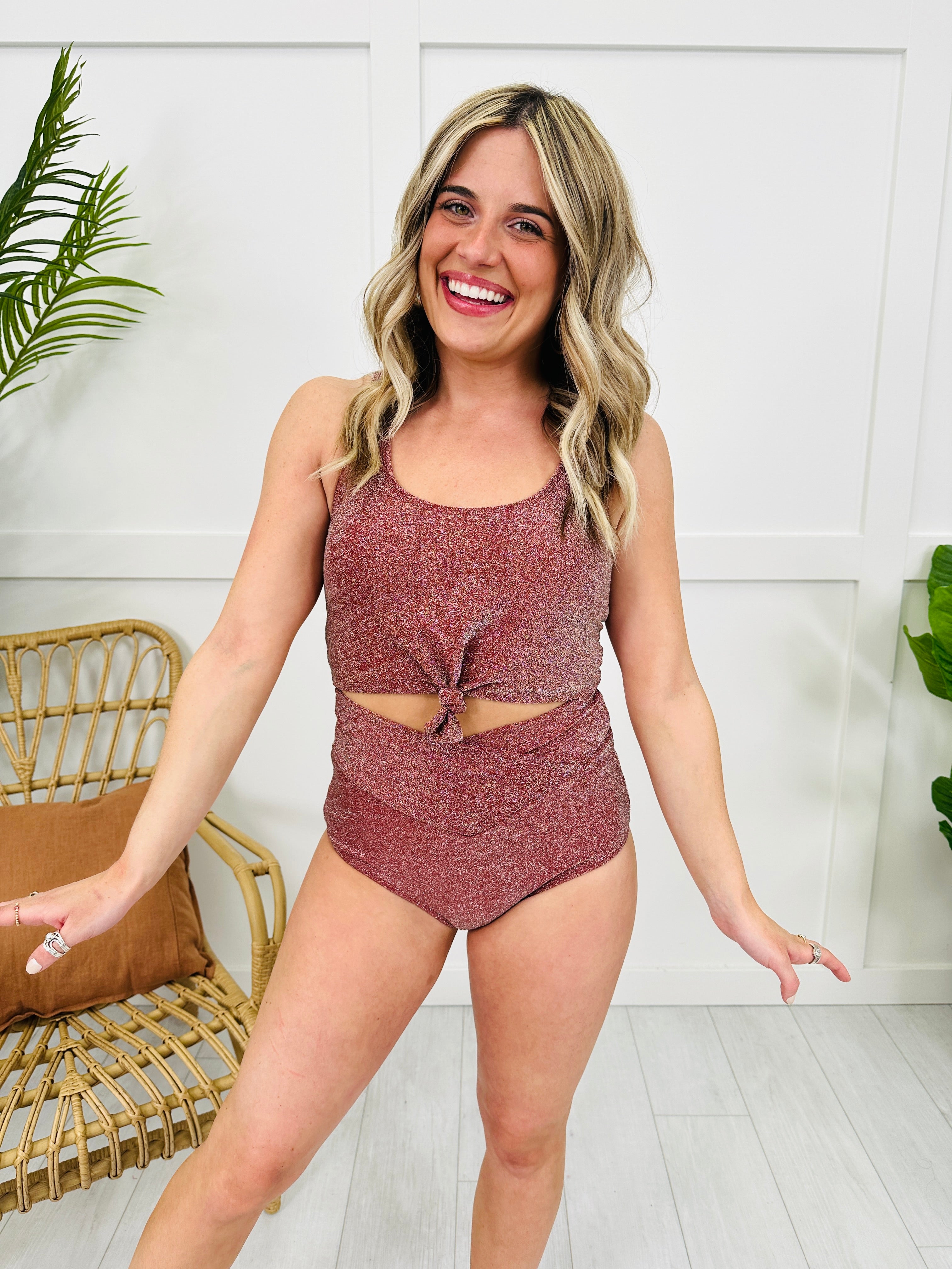 The Mari Swim Top in Cranberry Shimmer