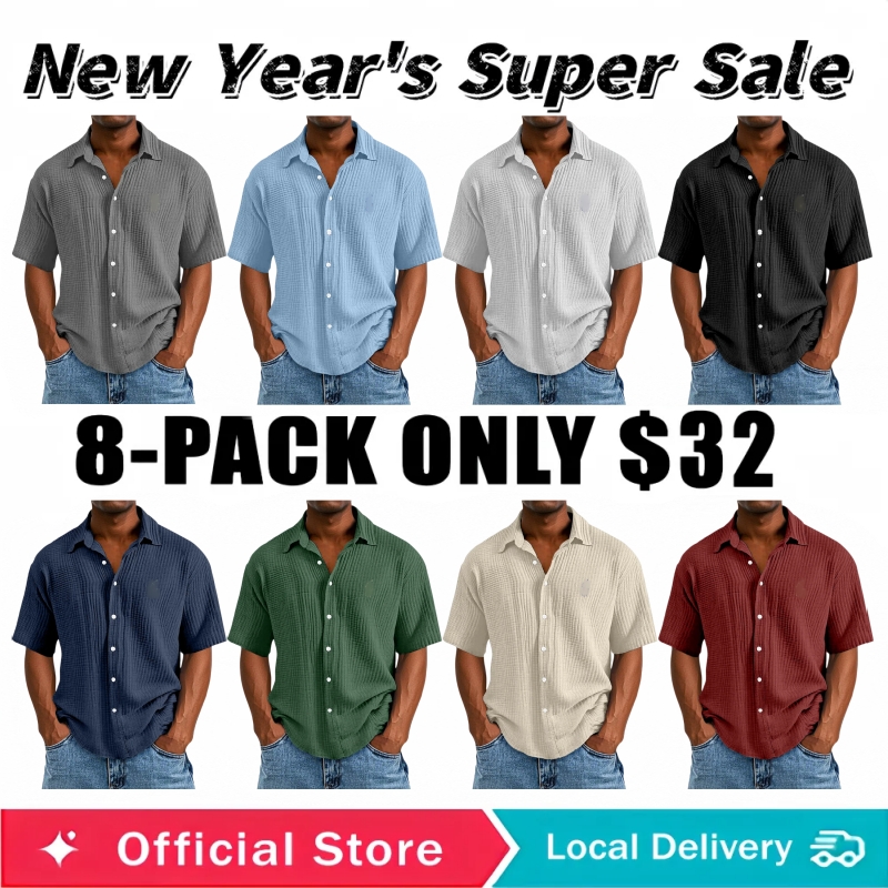 🔥🔥 Men's Loose Fit ✨ Textured Short-Sleeve 🌿 😎