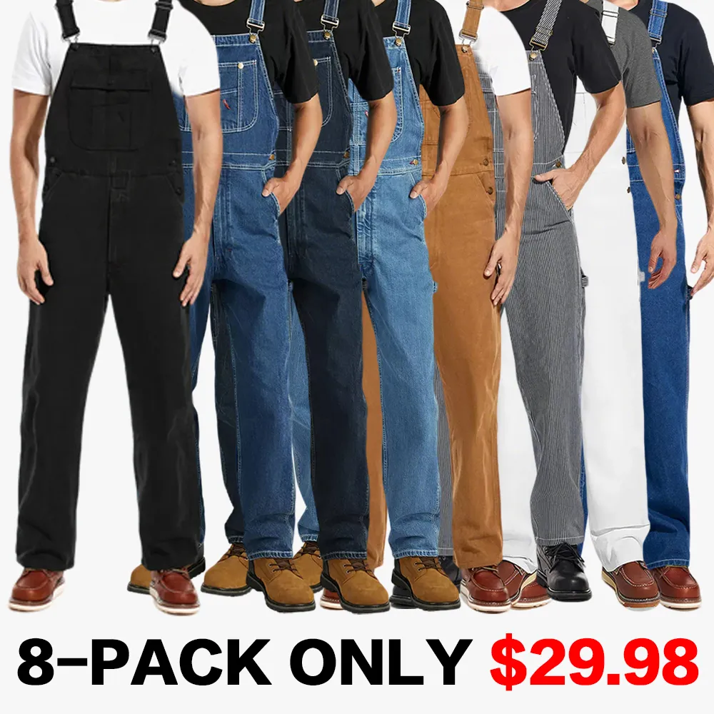 Men's Denim Bib Overalls, Men's Overalls Workwear with Adjustable Straps and Convenient Tool Pockets
