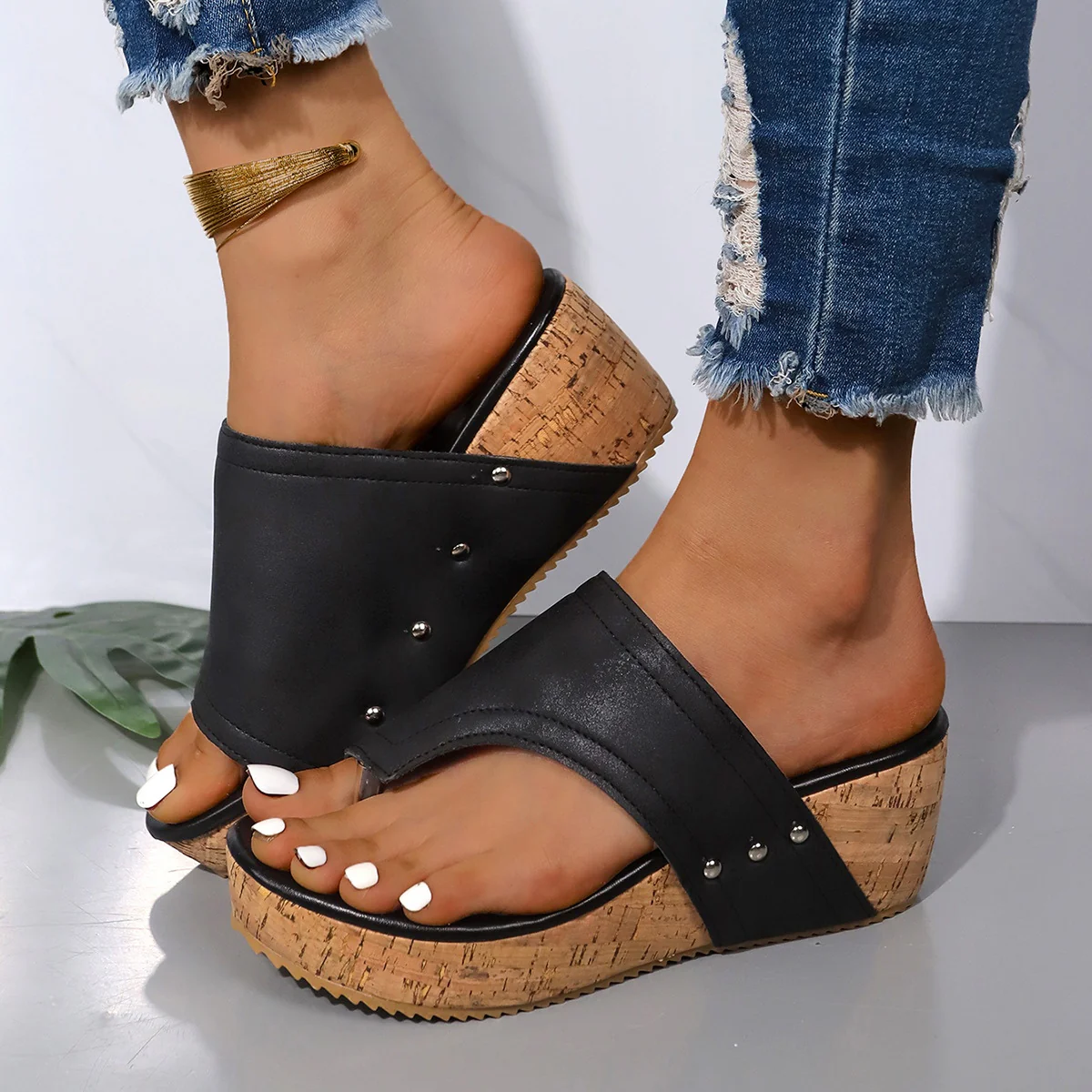 PU Leather Wedge Sandals (multiple color options)