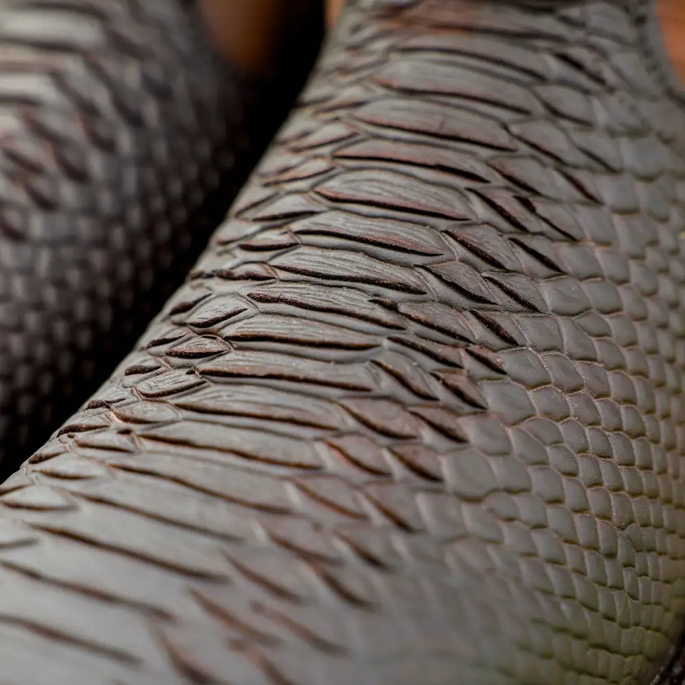 Matte Brown Python Leather Boots With Lightweight Soles - Square Toe