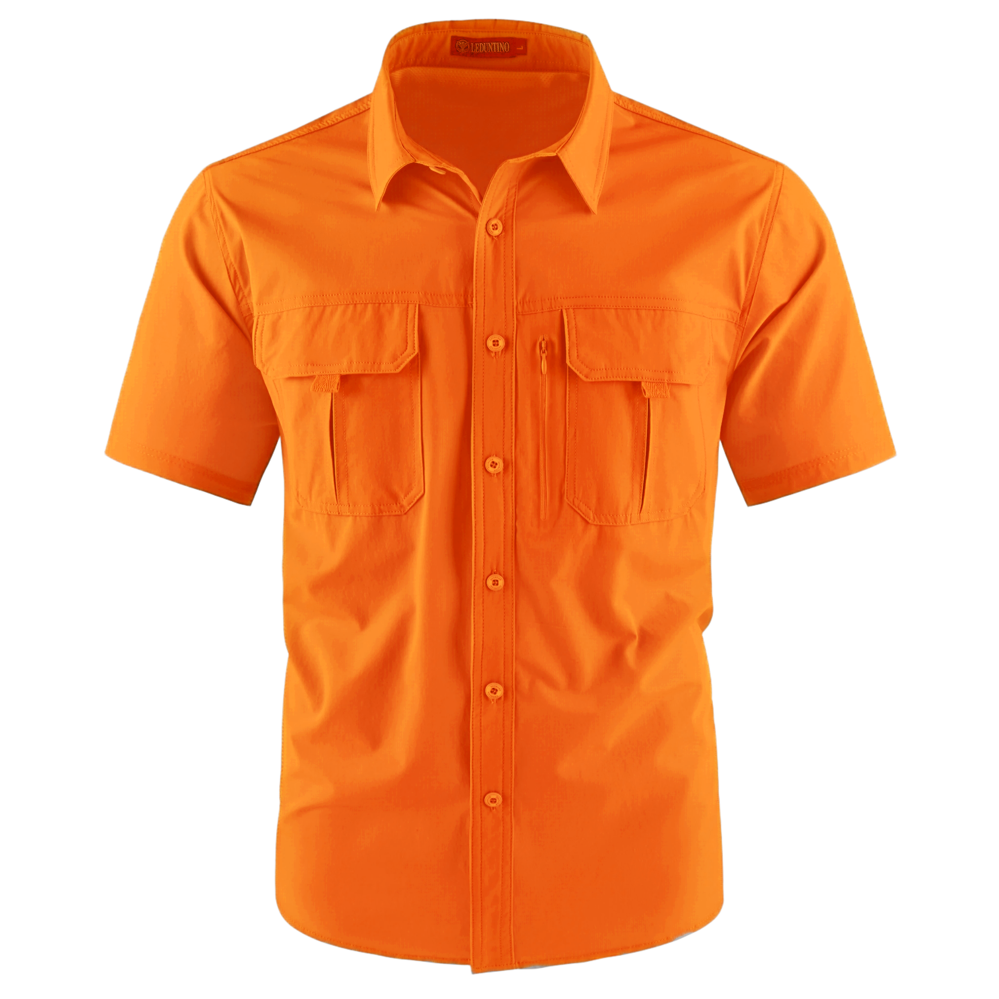 Men's American-Style Solid Color Shirt with Hidden Ventilation Holes Casual Summer Beach Nylon Shirt High-Quality Fabric Short Sleeves Button Closures