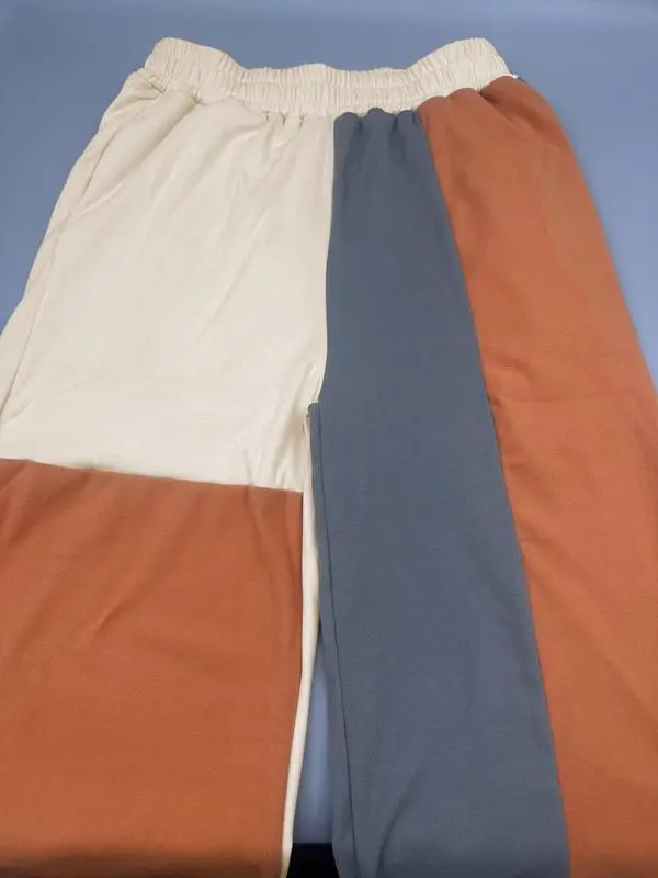 2-piece Set Women's Colorblock Zip Up Jacket & Wide Leg Pants