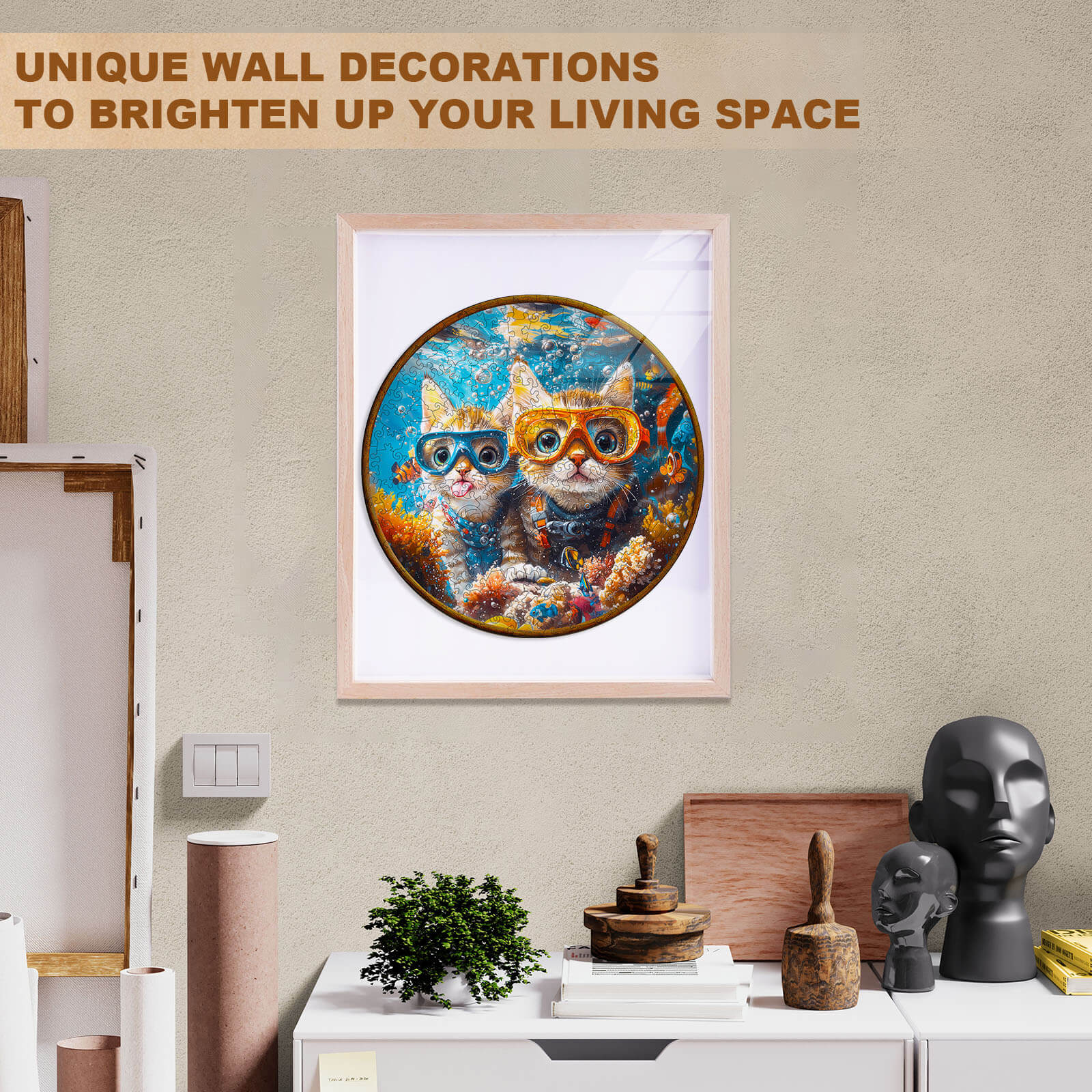 Diving cats Wooden Jigsaw Puzzle