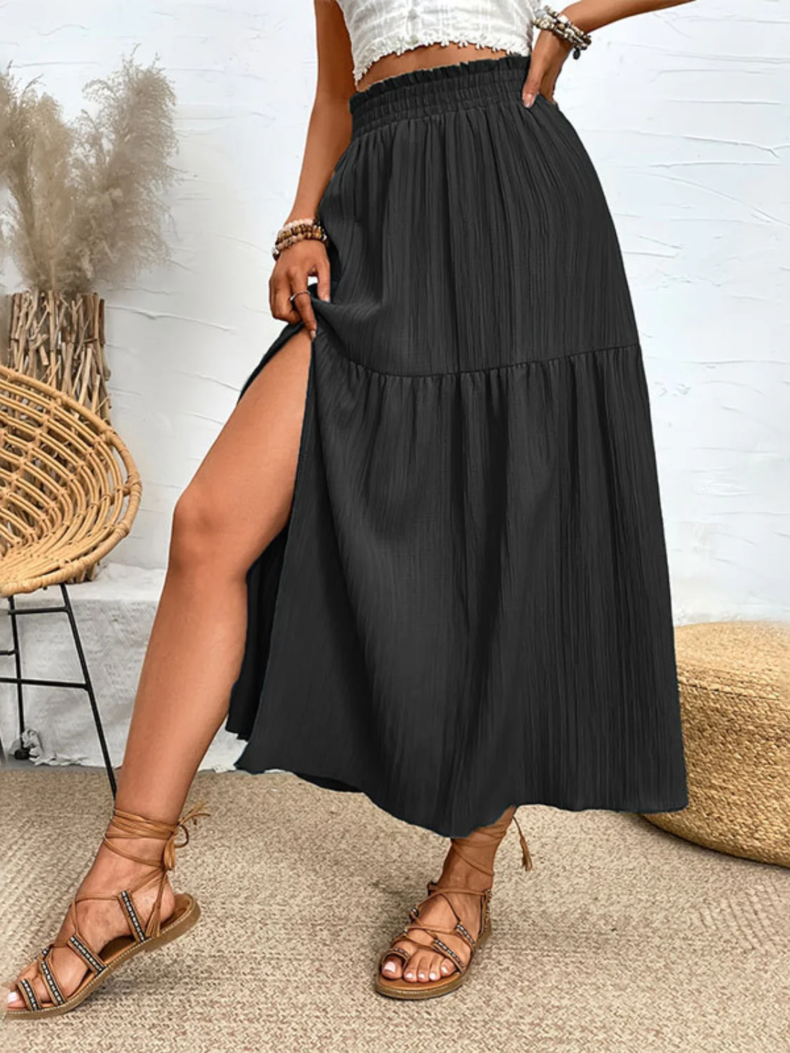 Frill Slit Skirt (multiple color options)