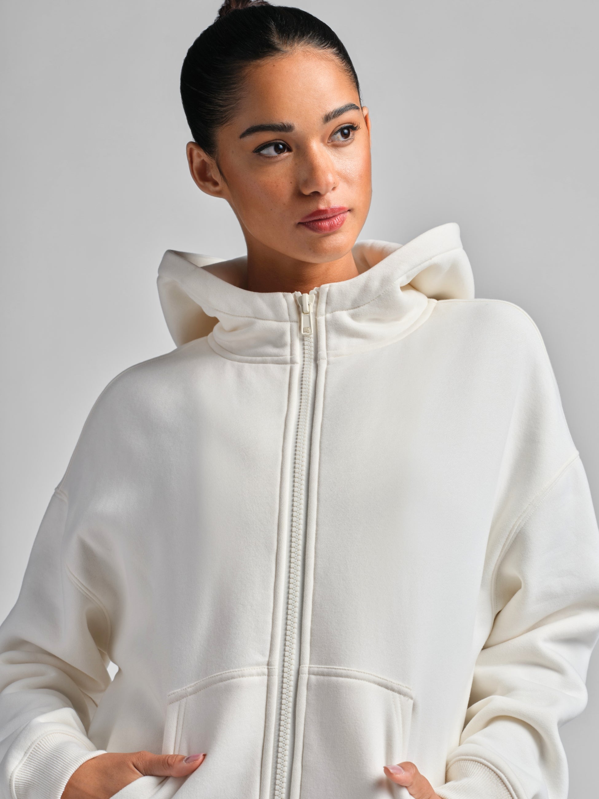 Basic Crop Zip Hoodie