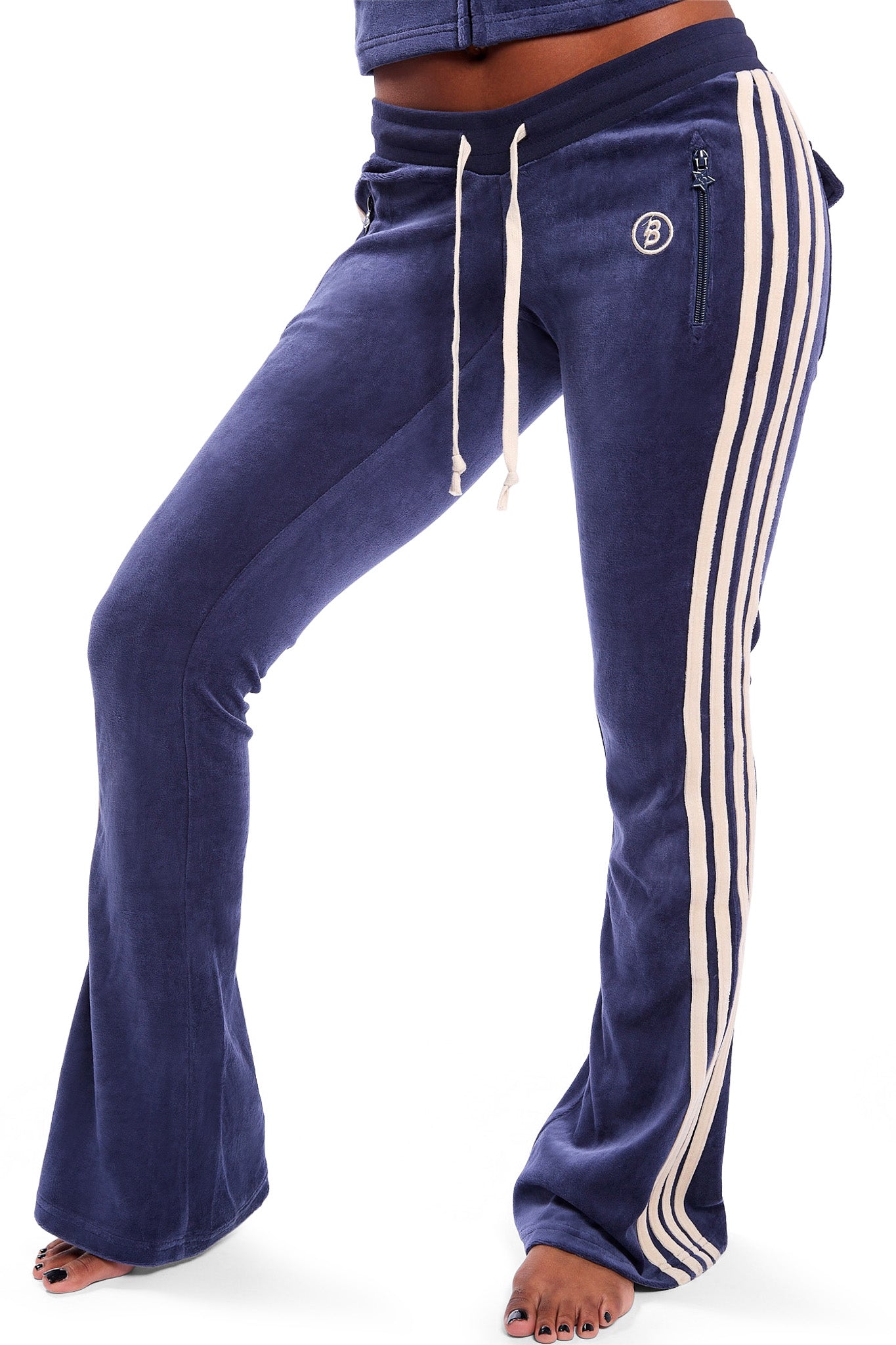 PRE-ORDER - BODY VELOUR TRACK PANTS (ROYAL BLUE/CREAM)