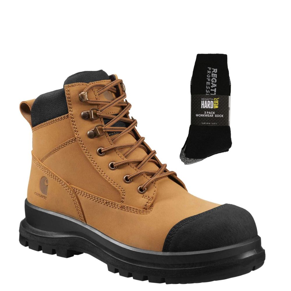 CHT Special Offer Detroit 6 Inch Safety Boots F702923 Pack - Detroit Composite Toe S3 Zip Safety Boots + 3 Pack Work Socks