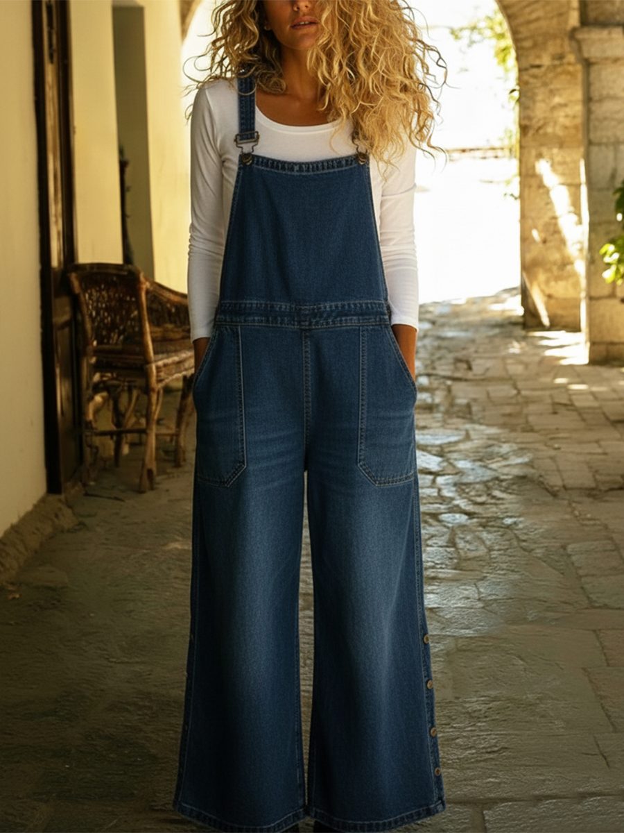 Women's Casual Denim Overalls Jumpsuit