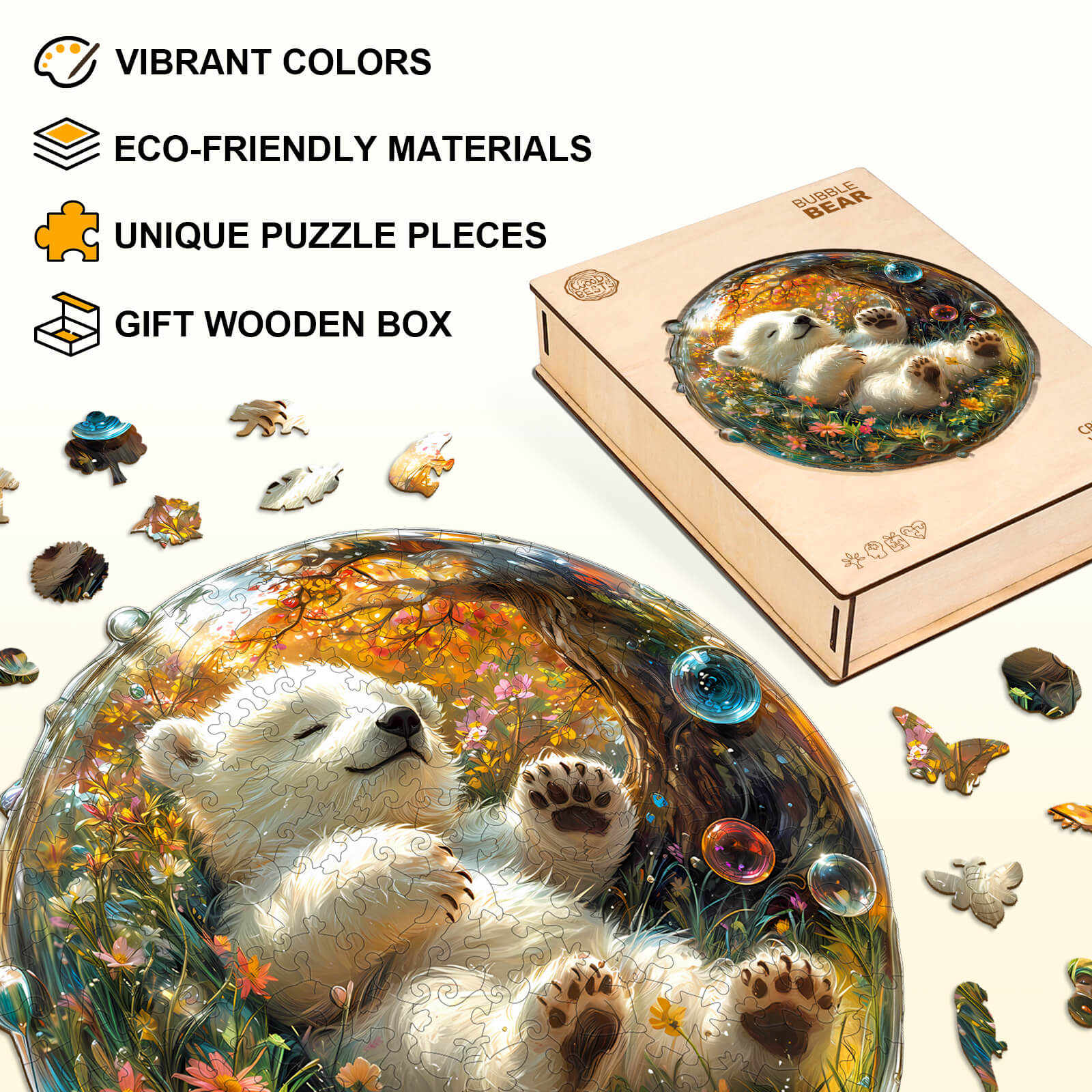 Bubble bear Wooden Jigsaw Puzzle