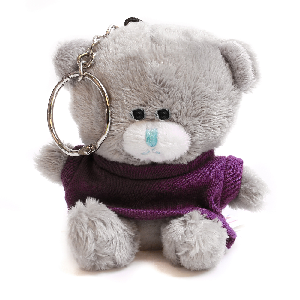 Grey Qbeba Bear keychain with Tee 4inch