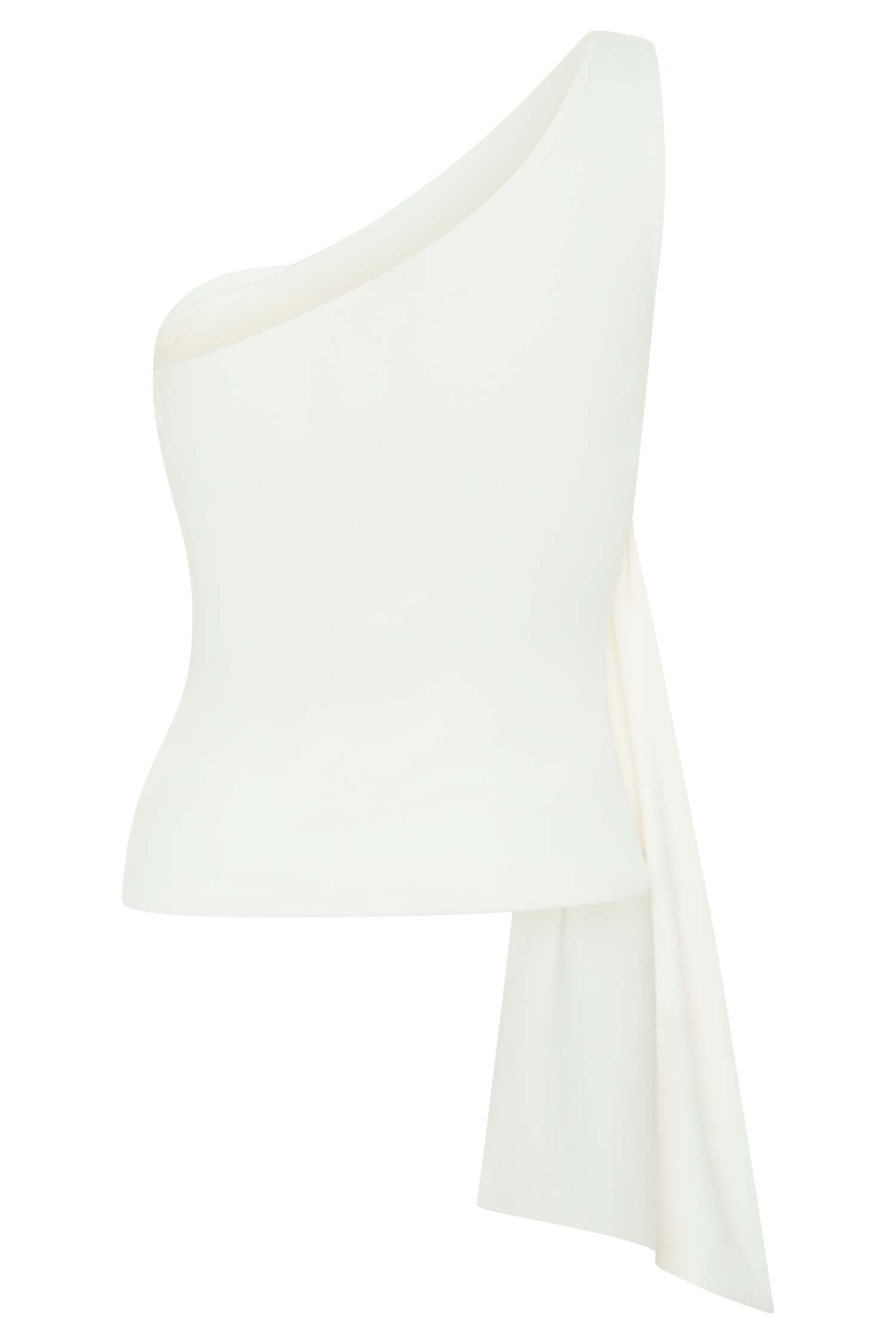 Ivory One Shoulder Recycled Nylon Top With Drape
