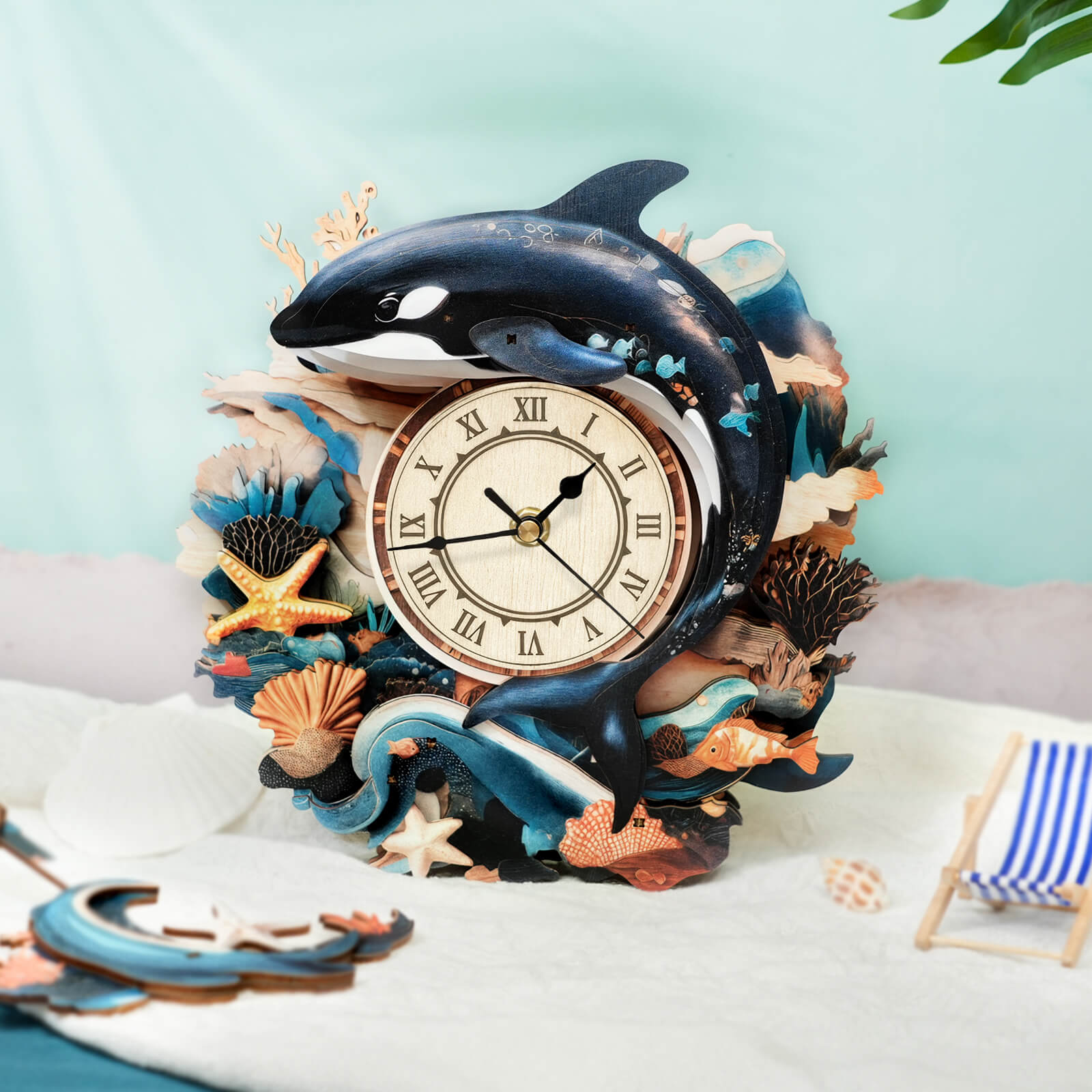Killer Whale â€“ DIY Wooden Clock, 3D Puzzle Craft Kit