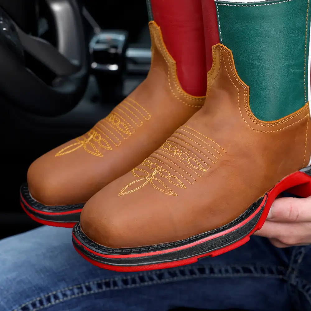 Honey MEXICO Flag Leather Work Boots - Composite Toe