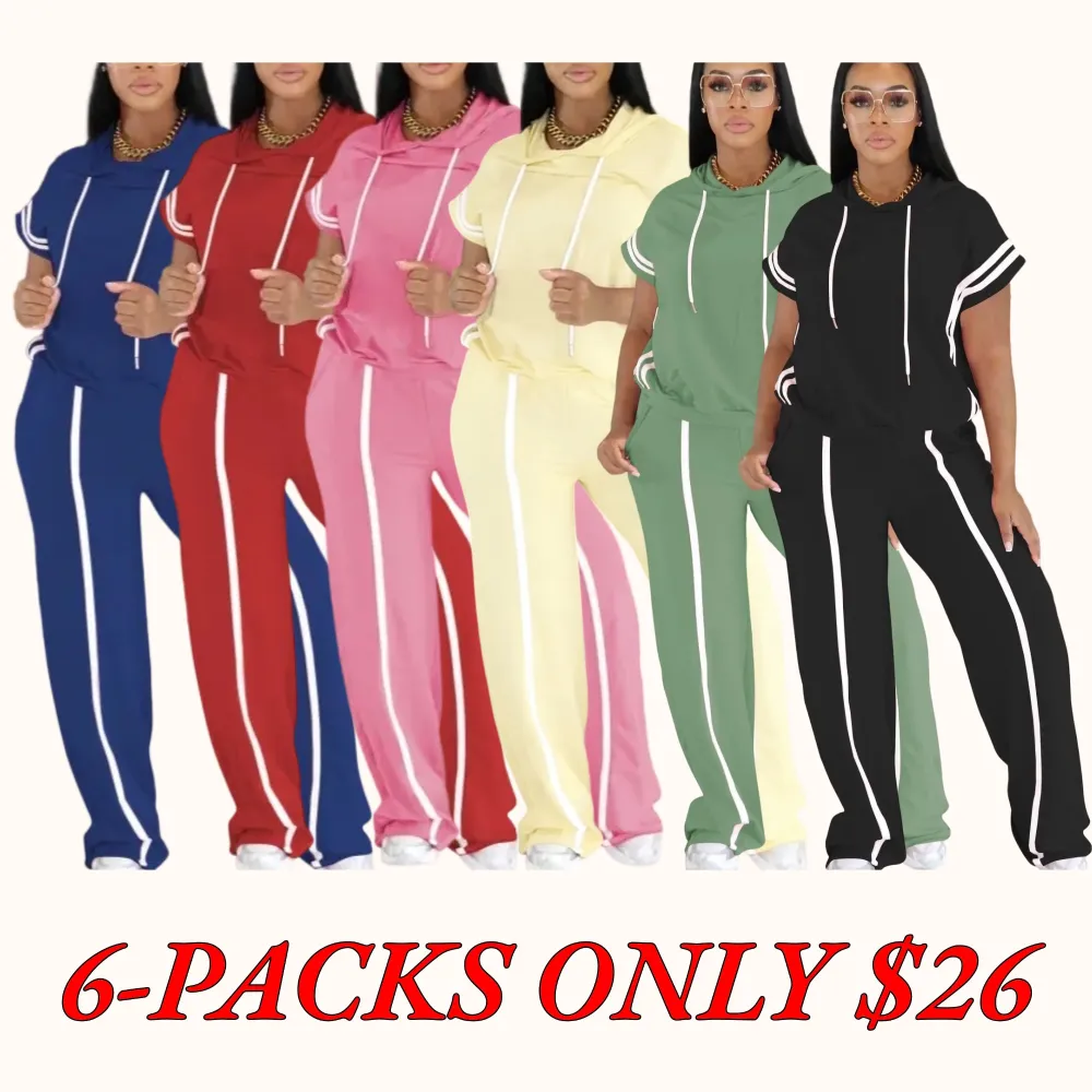 Women's Spring/Summer Hooded Top and Casual Trousers Set