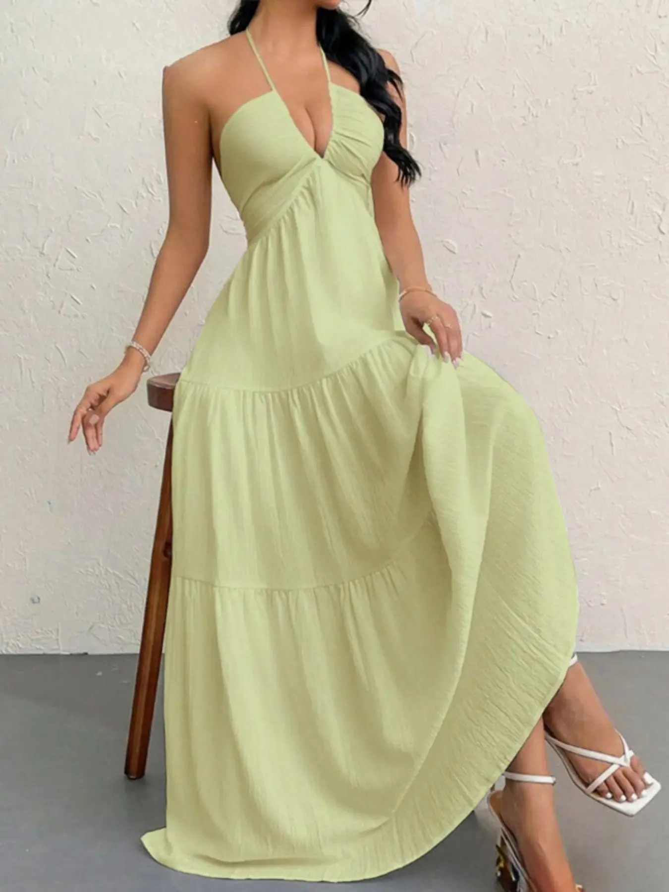 Women's Sleeveless Plain A-Line Maxi Dress