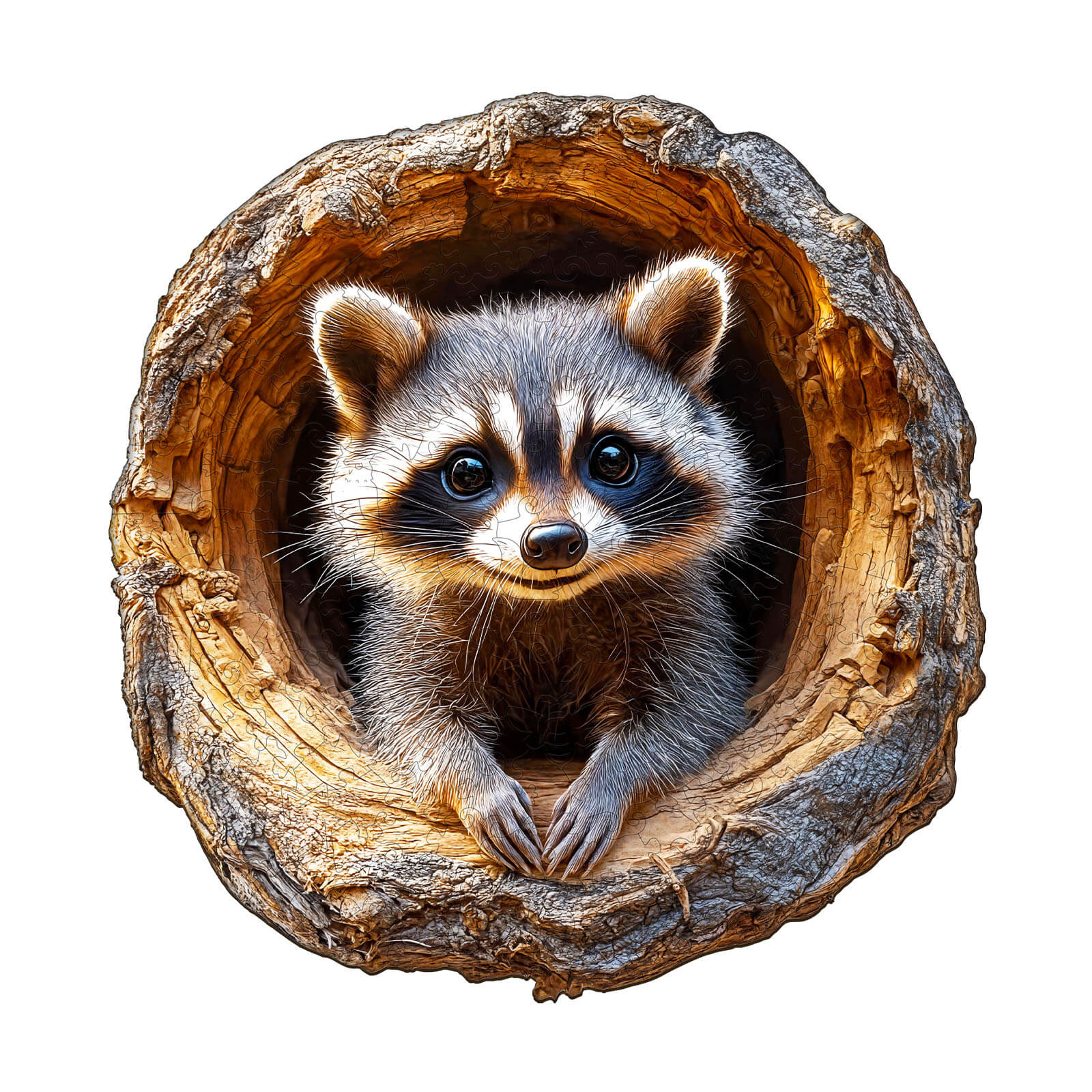 Tree Hole Raccoon-1 Wooden Jigsaw Puzzle