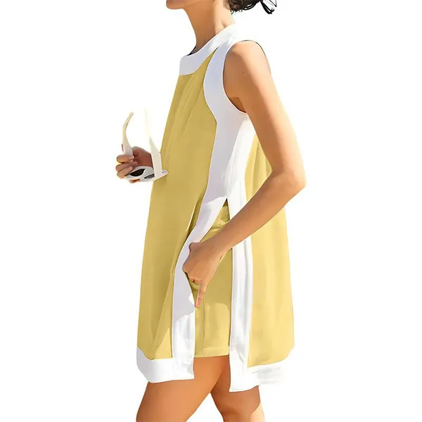 Women's Casual Two Piece Sets Color Block Crewneck Matching Shorts