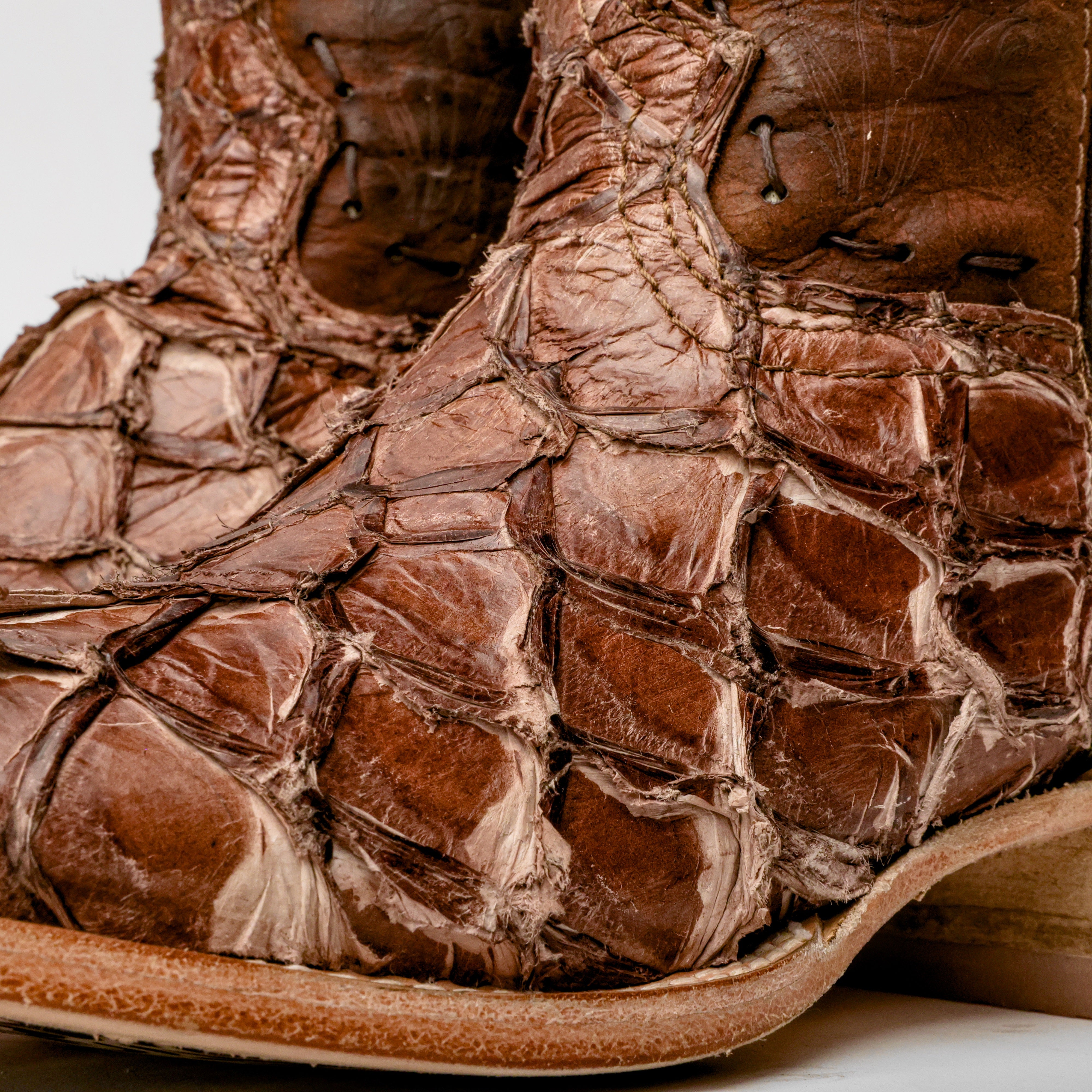 GENUINE Cinnamon Pirarucu Boots - Square Toe