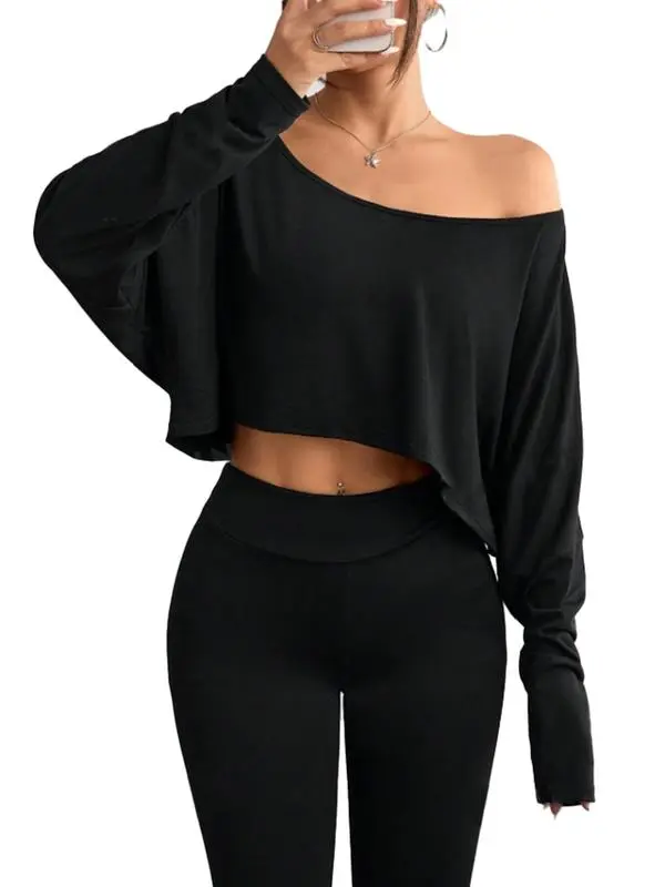 Women's Solid Off Shoulder Tee