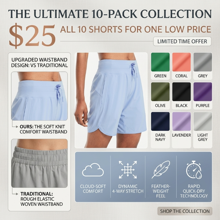✨Women’s High-Waist Quick-Dry Athletic Shorts (3